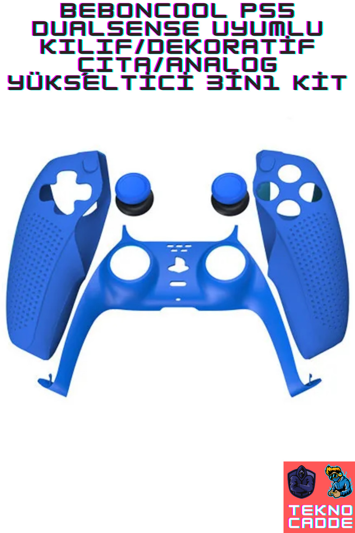 3in1 Ps5 Dualsense Dekoratif Çıta Analog Yükseltici Silikon Kılıf Joystick Koruyucu Kit