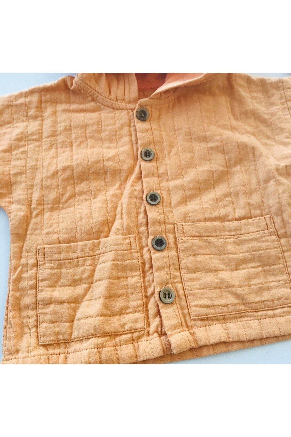 Aydodo Conroy Kapuşonlu Önü Düğmeli Tetra Organik Muslin Hırka fotoğrafı 2 (önizleme)