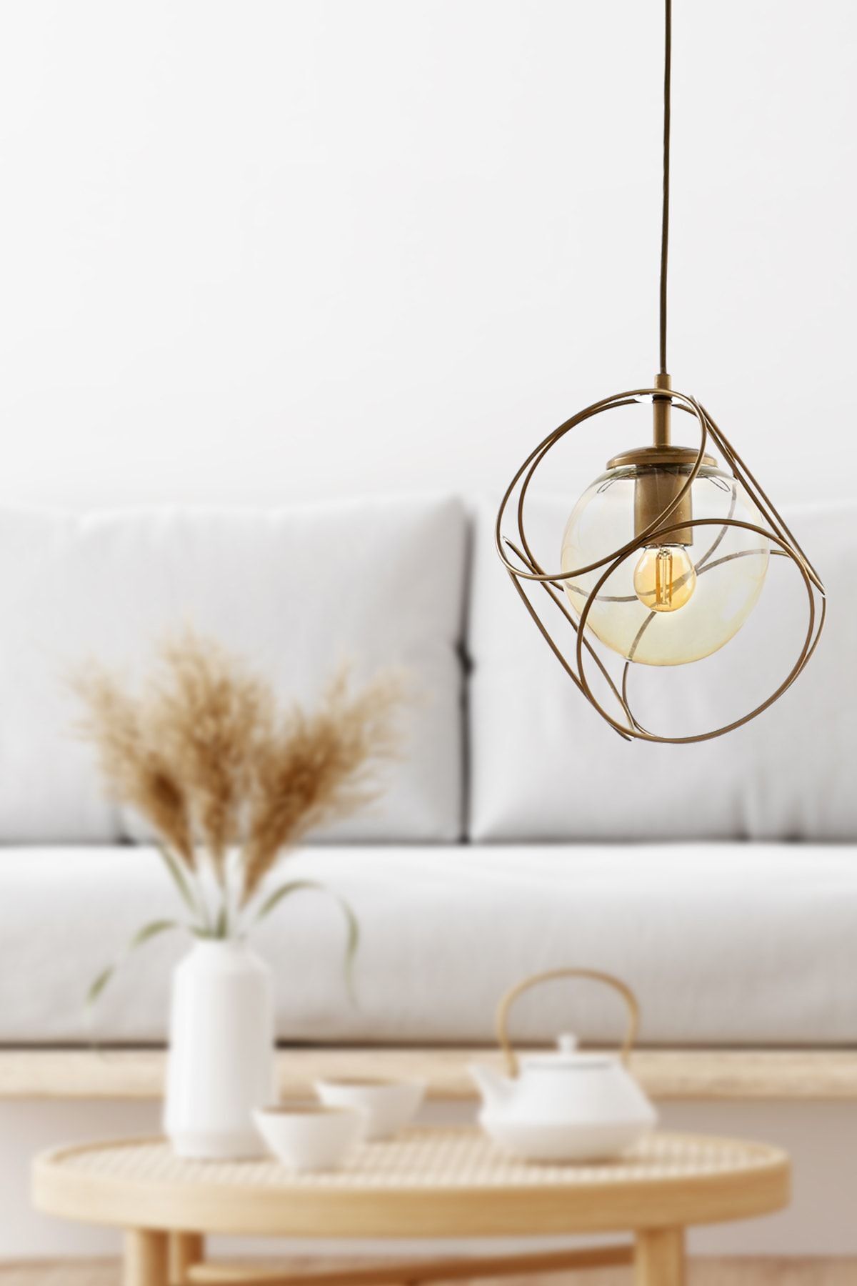 Suna Single Antique-Honey Glass Chandelier