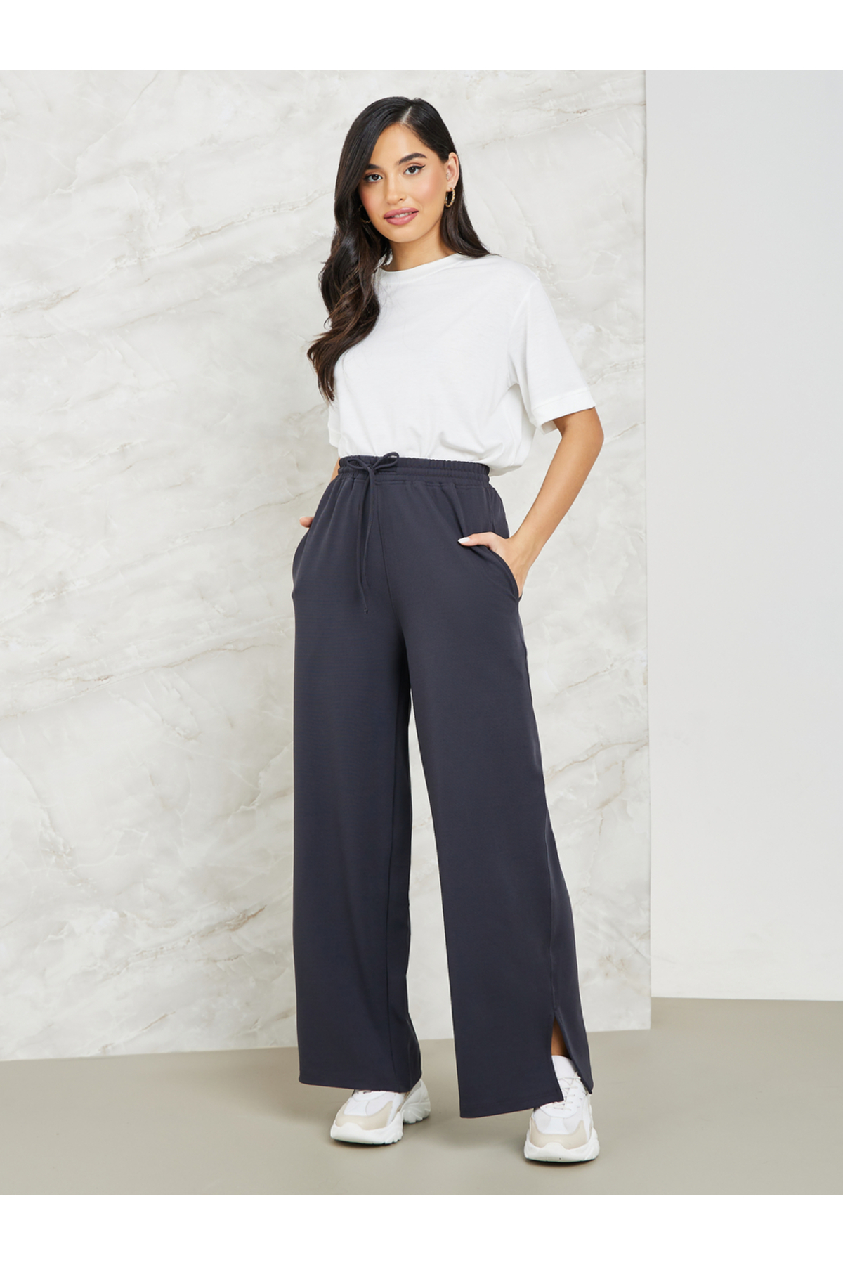 Styli Wide Leg Jogger with Side Slit