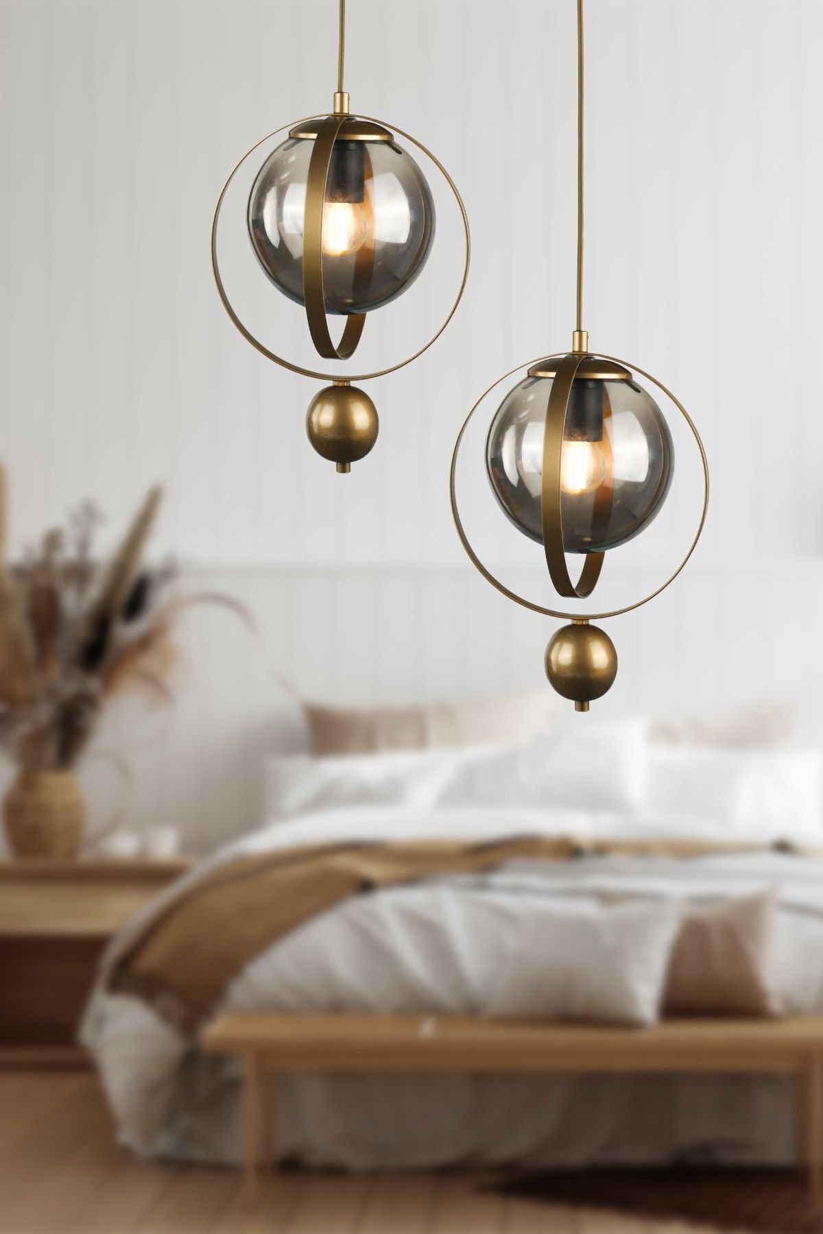 Jupiter 2-Piece Chandelier Antique Smoked Glass