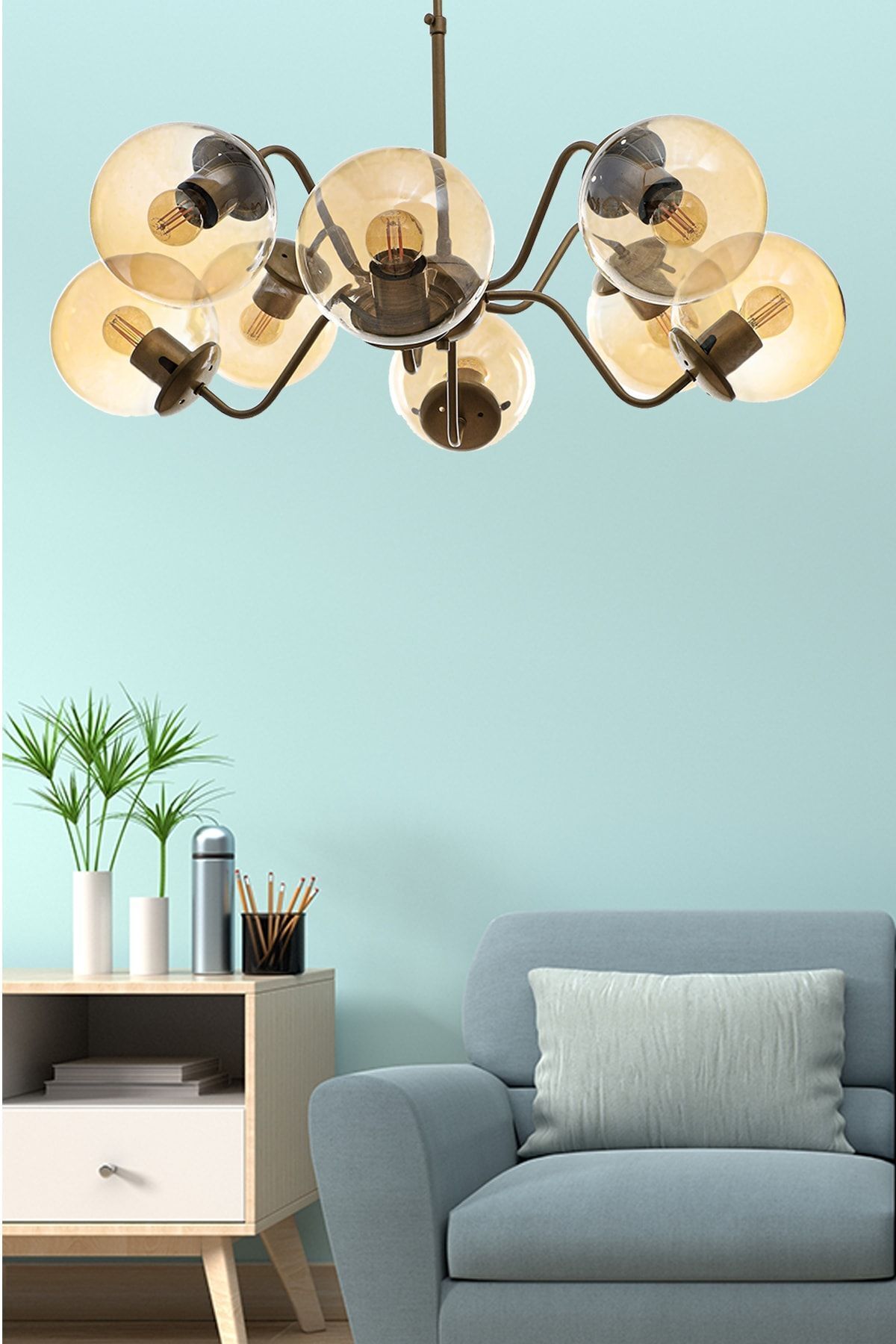 Karmen 8-PieceAntique-bal Globe Glass Chandelier
