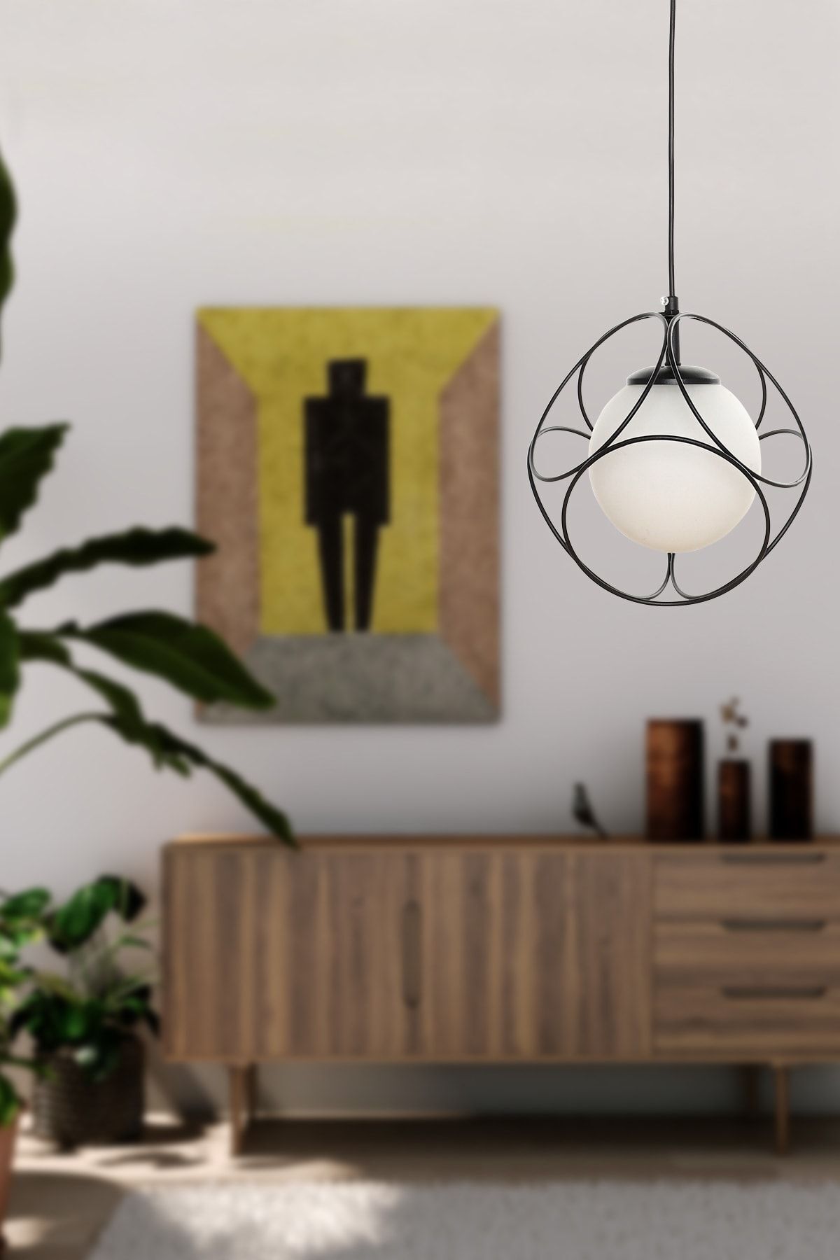 Suna Single Black-and-white Glass Chandelier