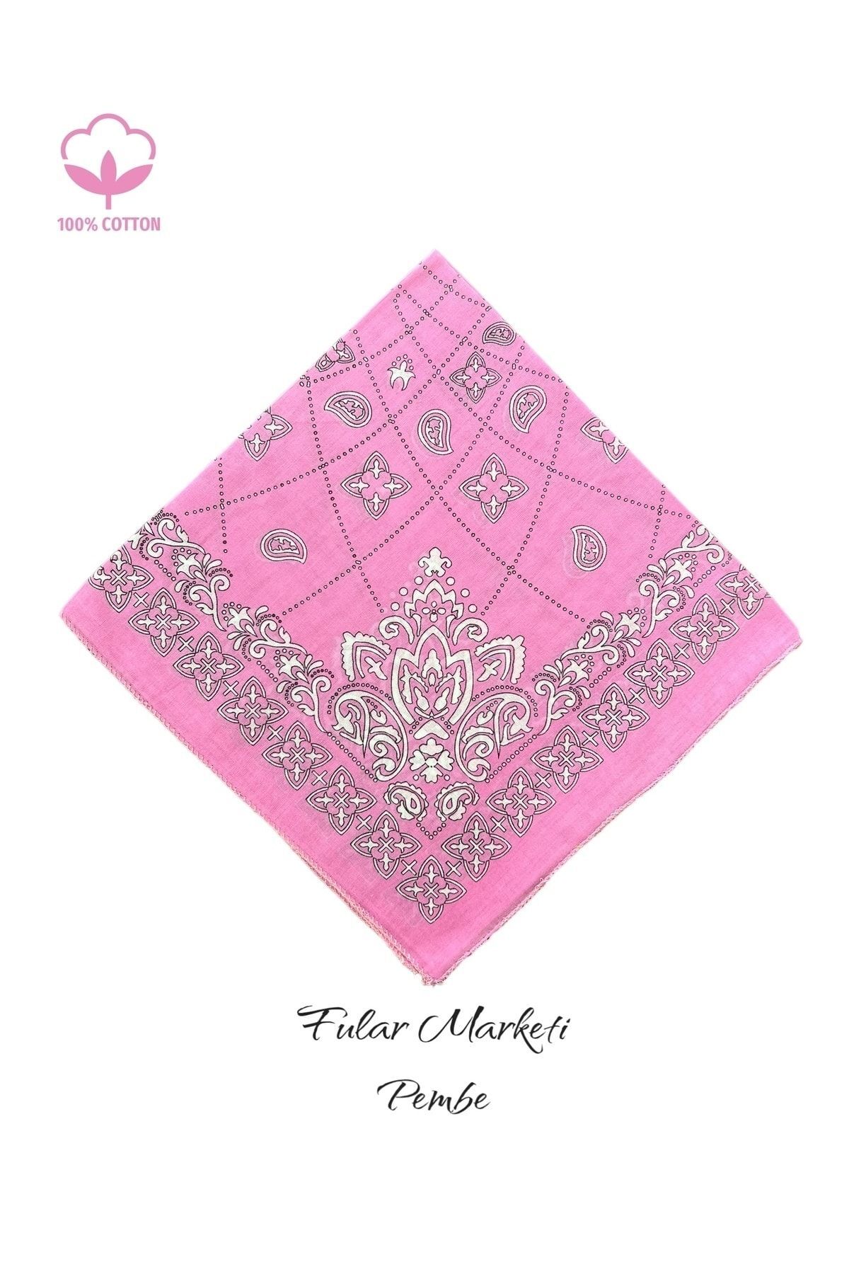 Sepete 4 Ekle 3 Öde Kampanya %100 Pamuklu Elegance Desen Bandana Pembe 1 Adet Fiyatıdır