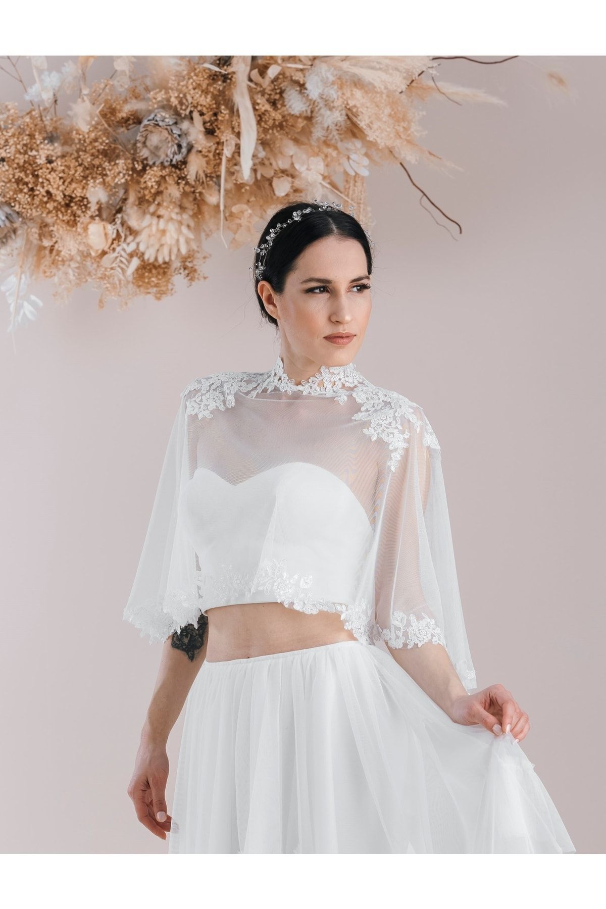 bride in love Dantel Detaylı Pelerin,pelerin,gelinlik Pelerini Gelin