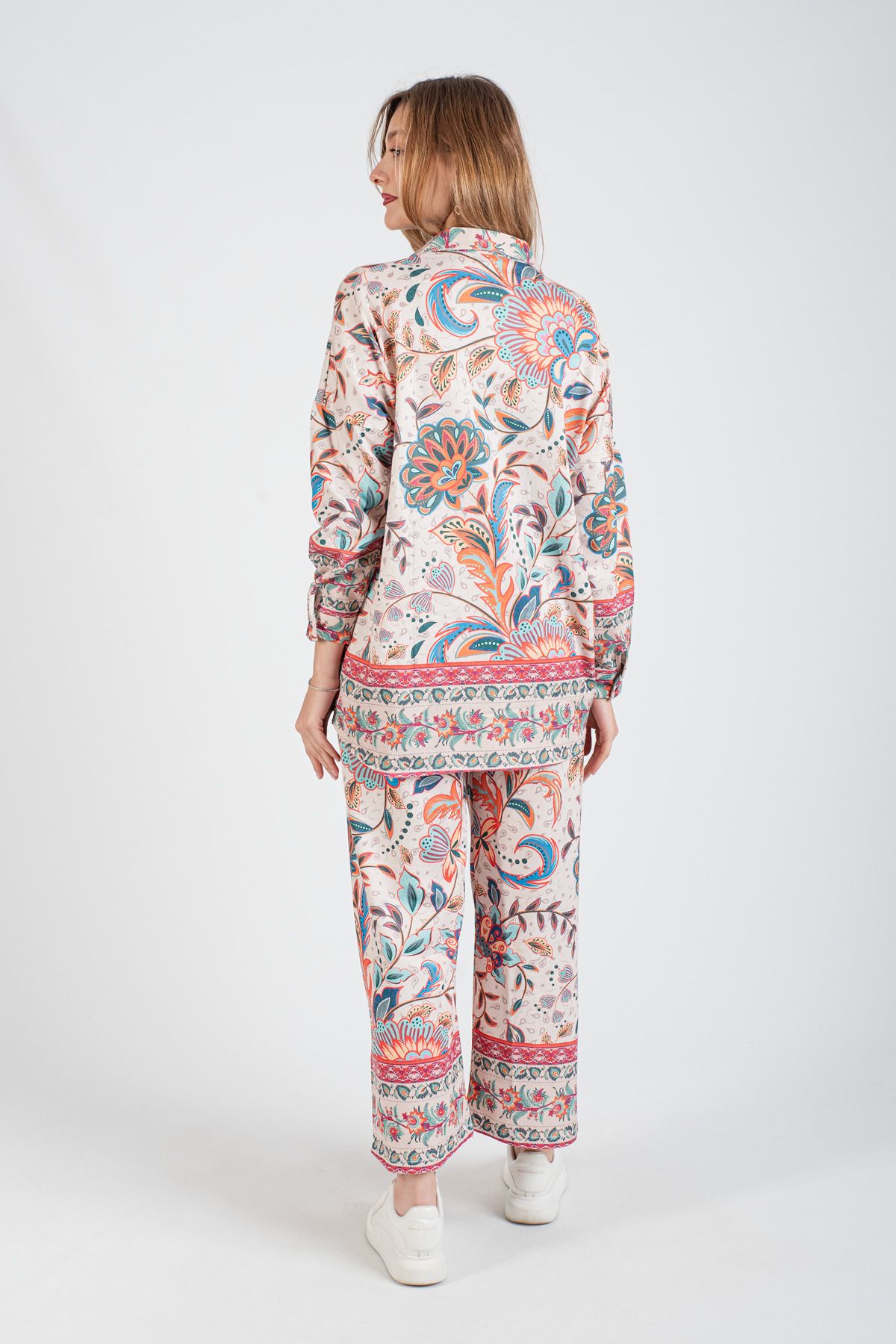 Hatun Atila-Digital Printed Thin Woven Knitwear Double Set - 7470-4 5