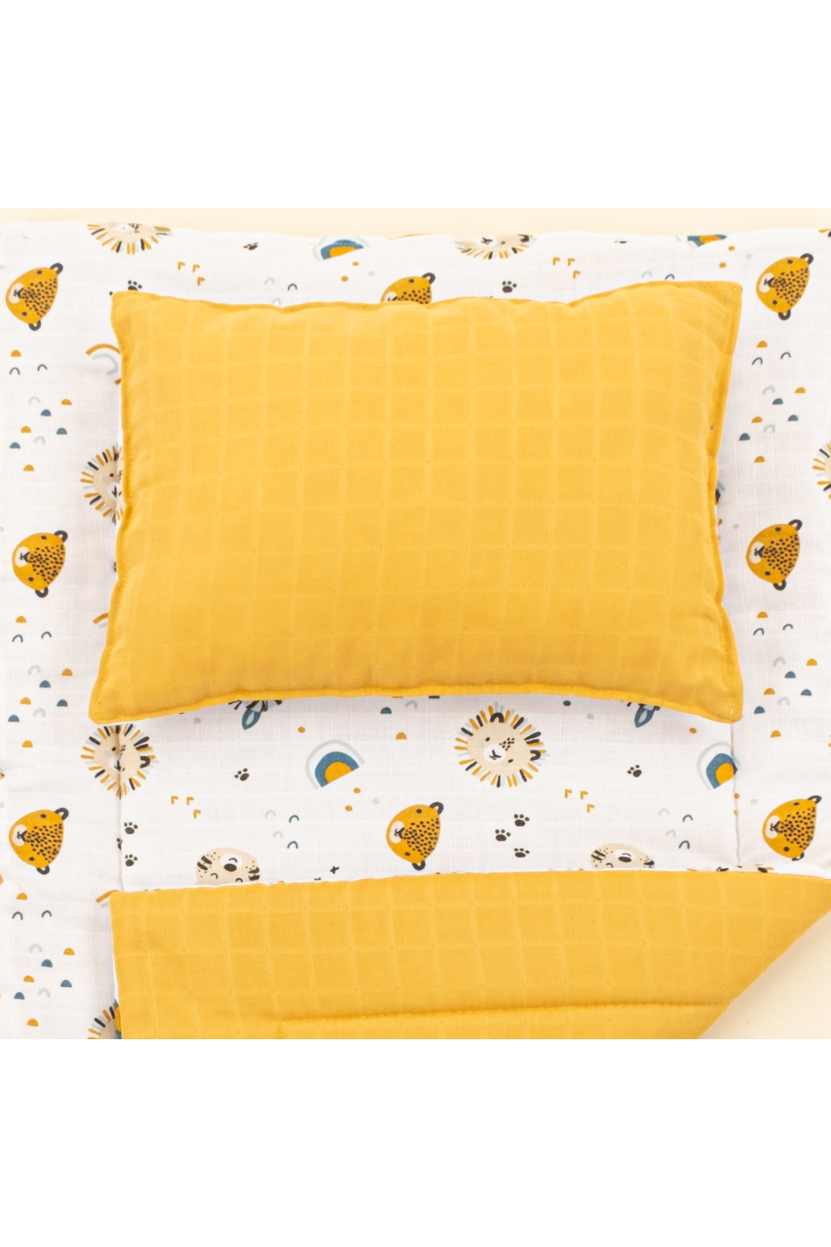 Yunikobaby Müslin Çift Taraflı Alt Değiştirme veya Açma Matı ve Yastık - Hardal Muslin - Zoo fotoğrafı 3 (önizleme)