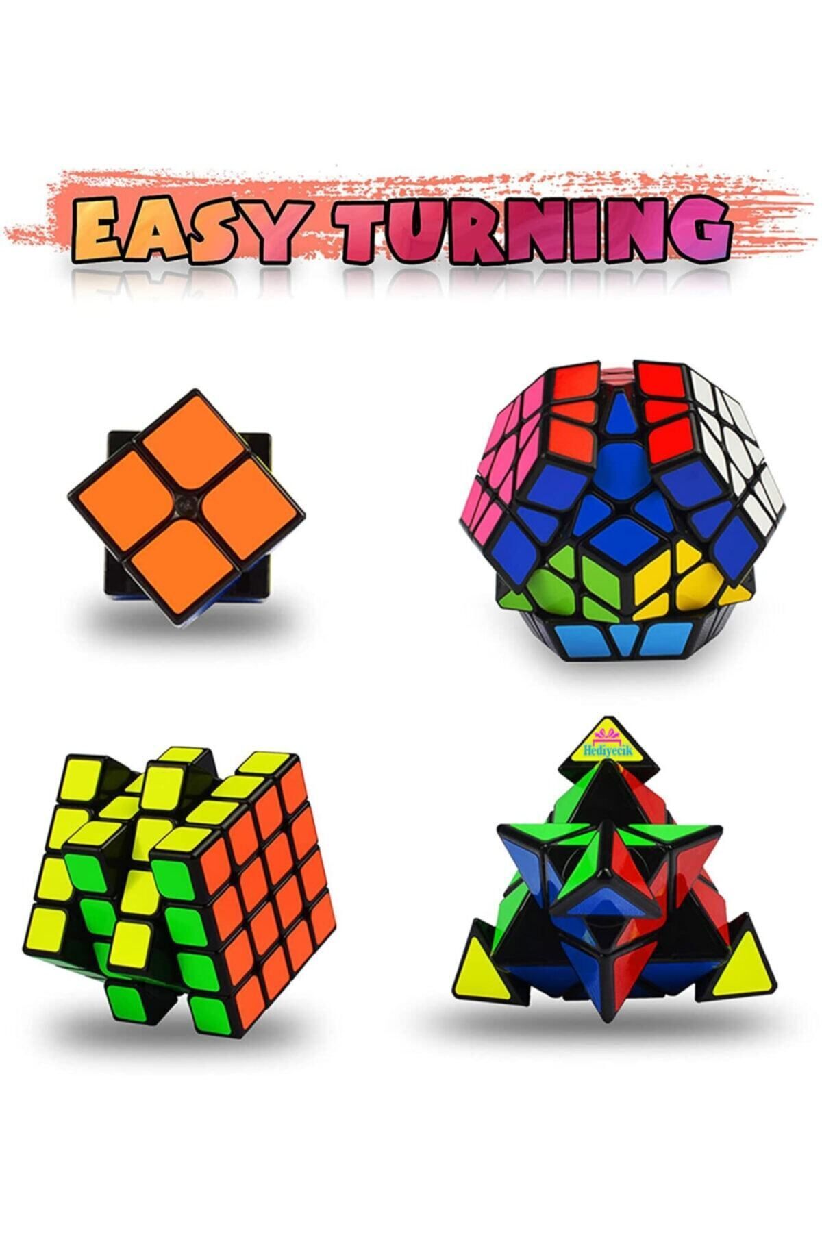 hediyecik-Set of 4 Intelligence Cubes Megaminx,Pyraminx,2X2,4X4,Rubic Set 2
