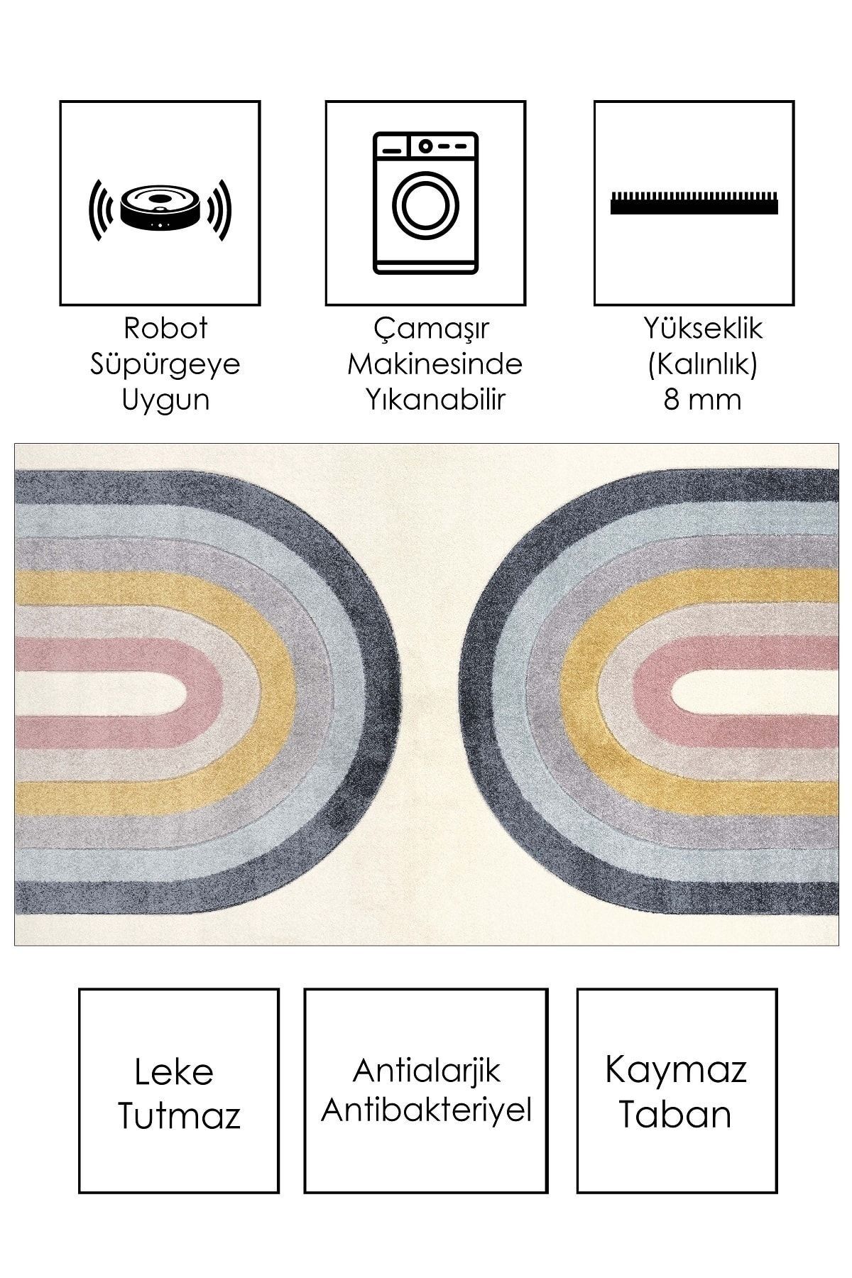 West Home Makinede Yıkanabilir Kaymaz Taban Leke Tutmaz Renkli Bebek Ve Çocuk Halısı fotoğrafı 2 (önizleme)