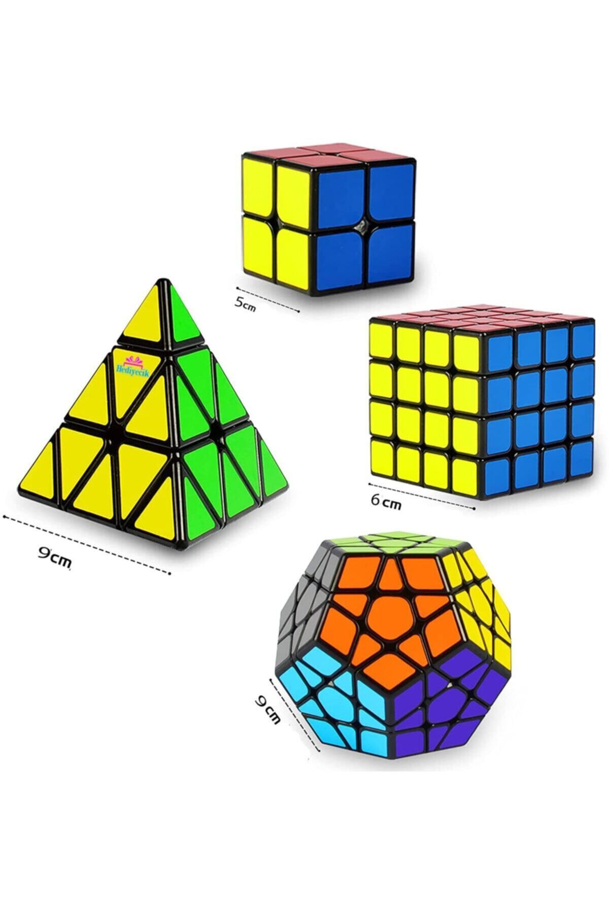 hediyecik-Set of 4 Intelligence Cubes Megaminx,Pyraminx,2X2,4X4,Rubic Set 3