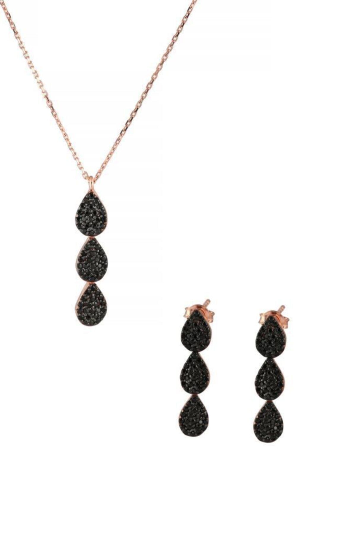 In Love Damla Modeli Gümüş Set Inlove Gümüş Kolye Set Takı