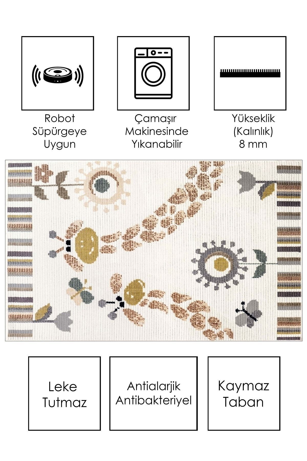 West Home Makinede Yıkanabilir Kaymaz Taban Leke Tutmaz Hayvan Figürlü Bebek Ve Çocuk Halısı fotoğrafı 2 (önizleme)