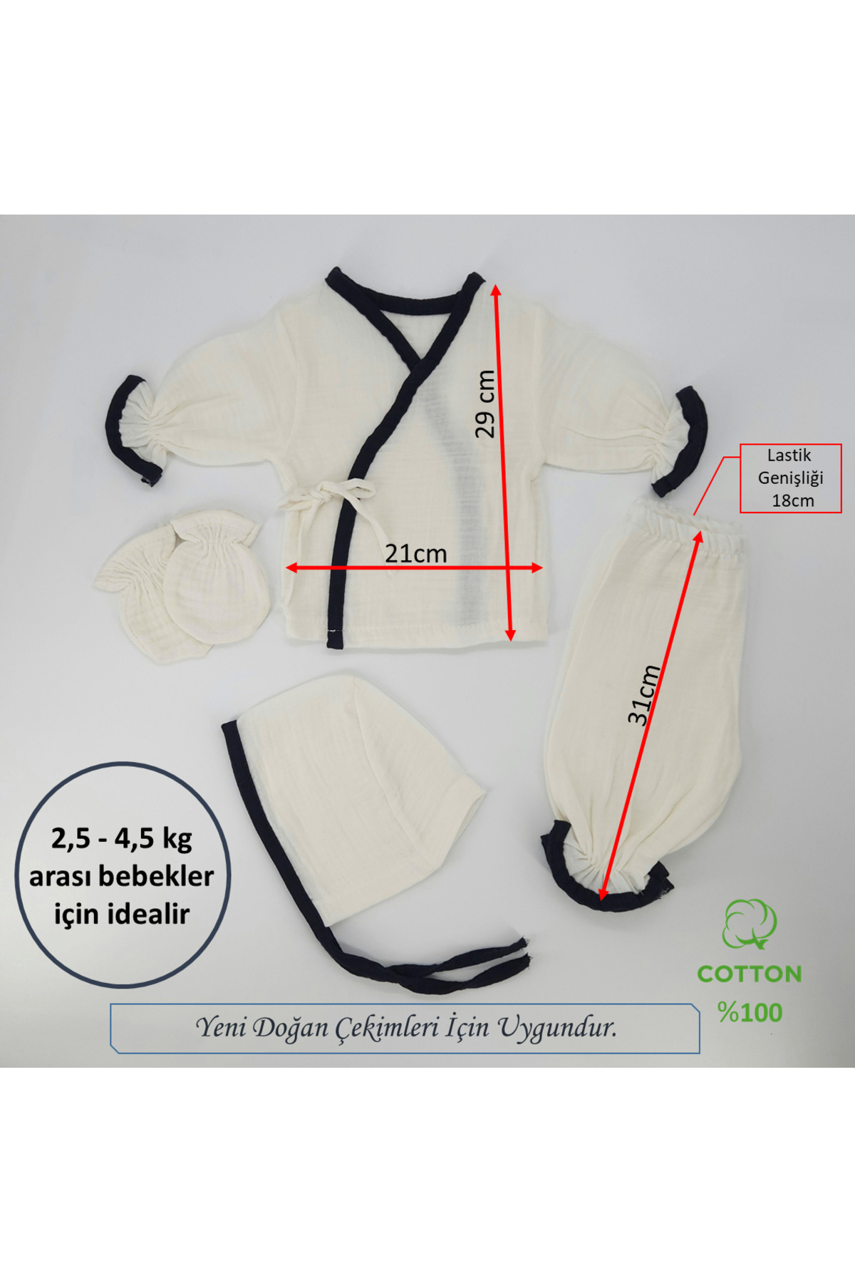 ست نوزادی پسرانه – دخترانه آبی سرمه ای gros shop | HÇBMS01 اورجینال - تصویر 3