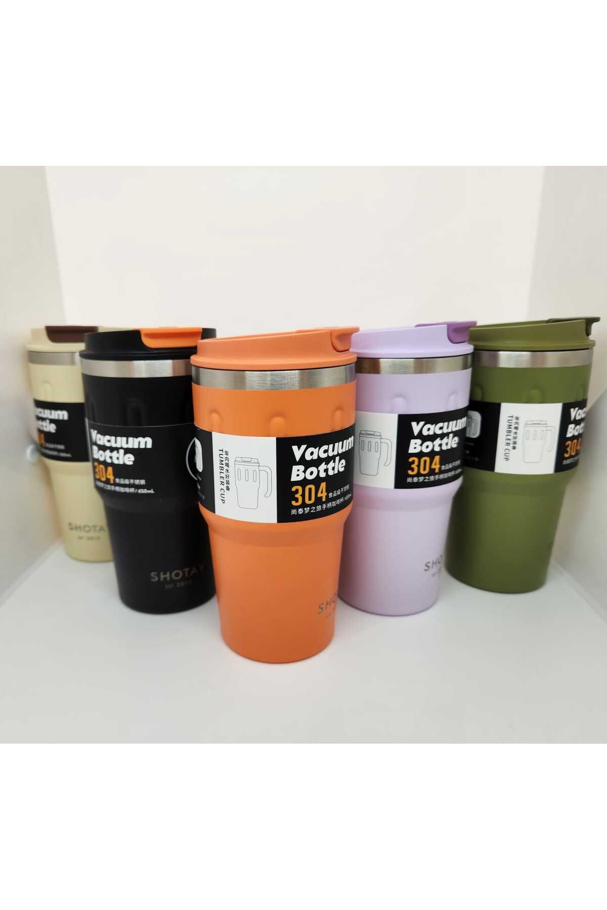 Shotay-Green Handle Mug ST-8169 680ml Thermos - Use with Straw and Without Straw 6