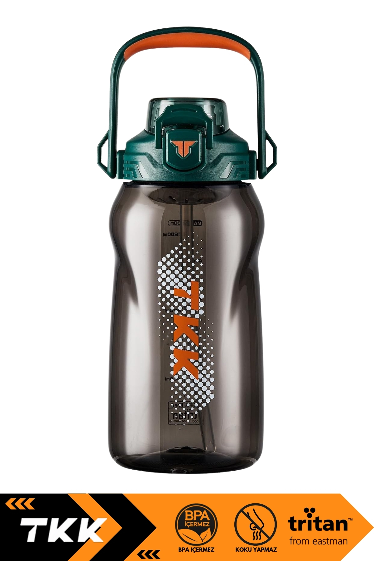 Vagonlife TKK 1500ml Büyük Boy Yeni Koleksiyon Pipetli/Pipetsiz Kullanım Boyun Askılı Kulplu Tritan Su Matara