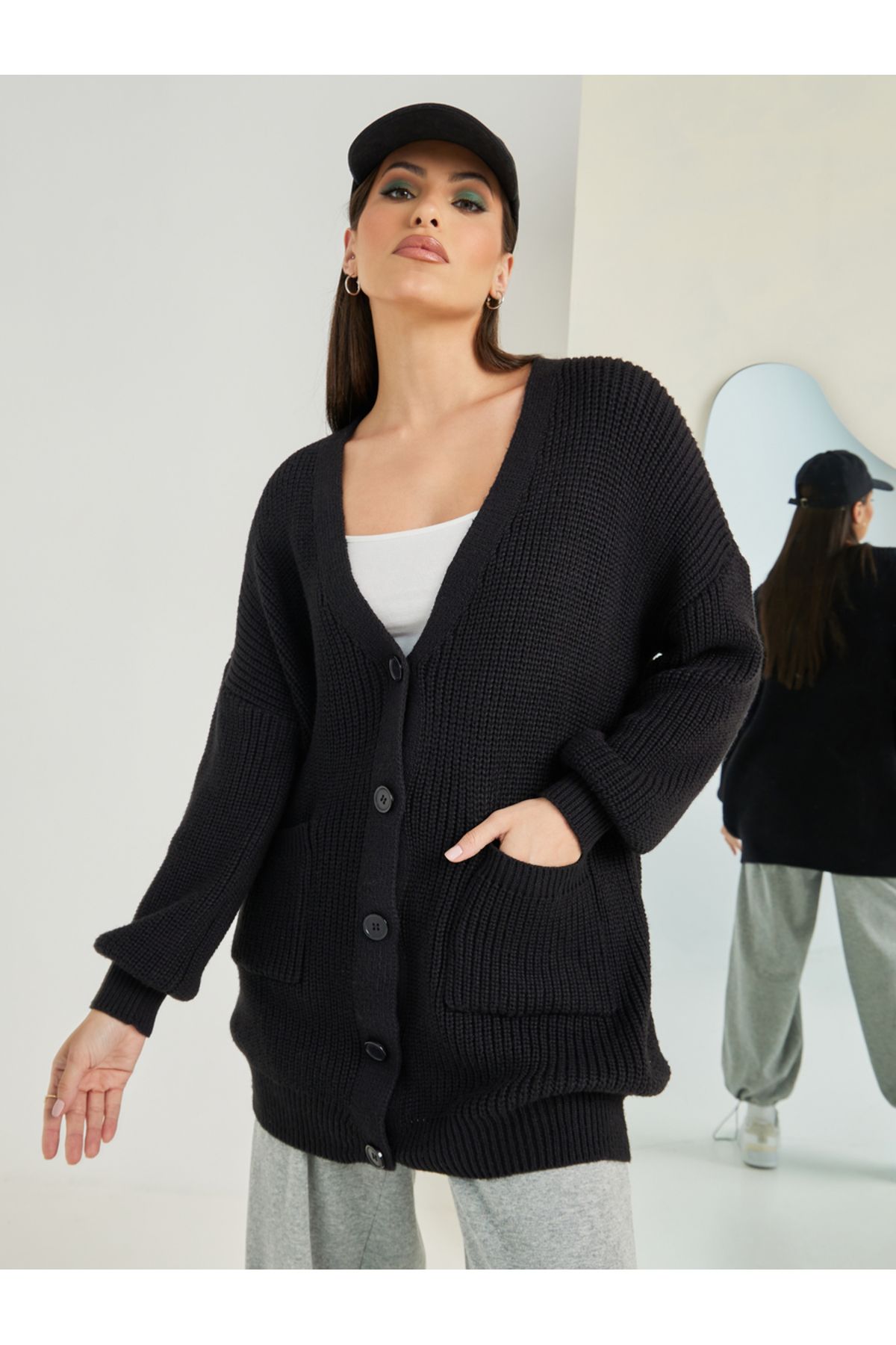 Long cardigan chunky sale