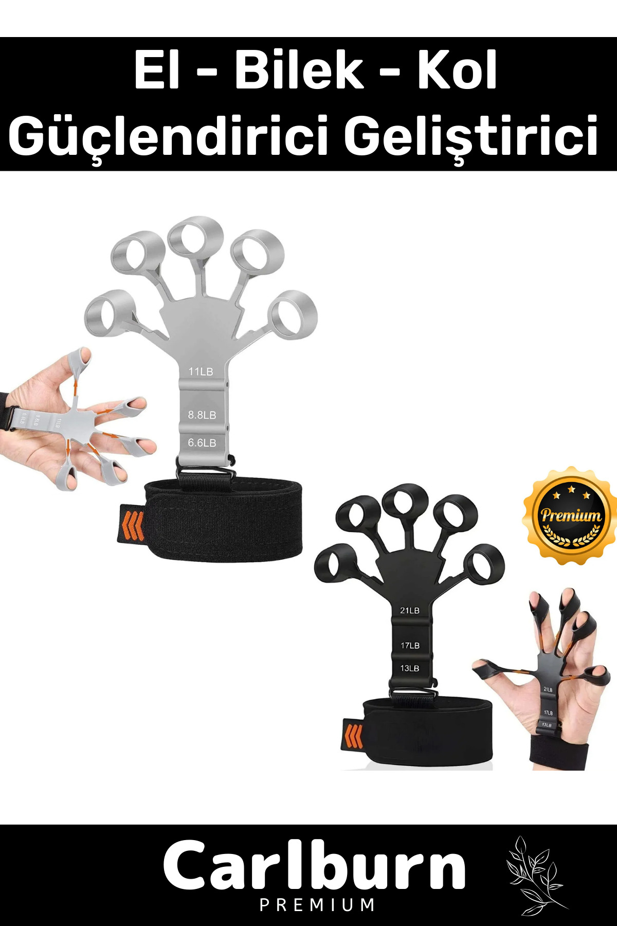 Carlburn Özel Spor Kas Parmak El Bilek Kol Güçlendirici Geliştirici Kavrama Silikon Örümcek Lastik 2'li