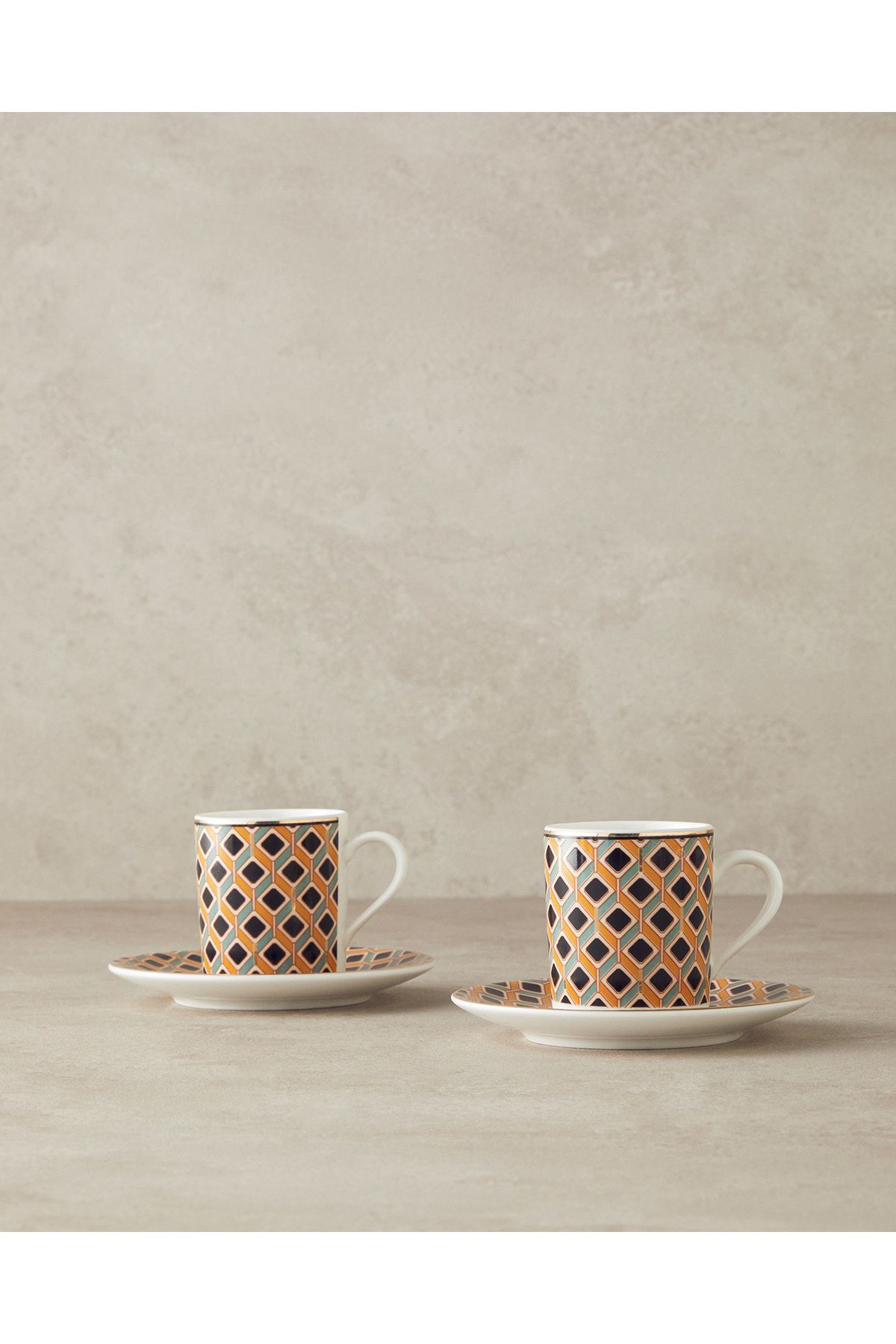 English Home Set De Căni De Cafea Din Porțelan Modern, 4 Piese, Pentru 2 Persoane, Galben - One Size