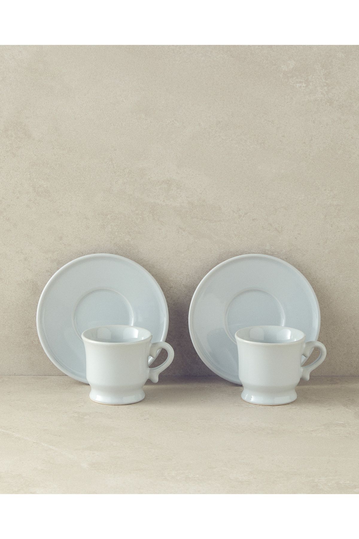 English Home-Elite Ceramic 4 Piece Coffee Cup Set for 2 Persons Gray 3