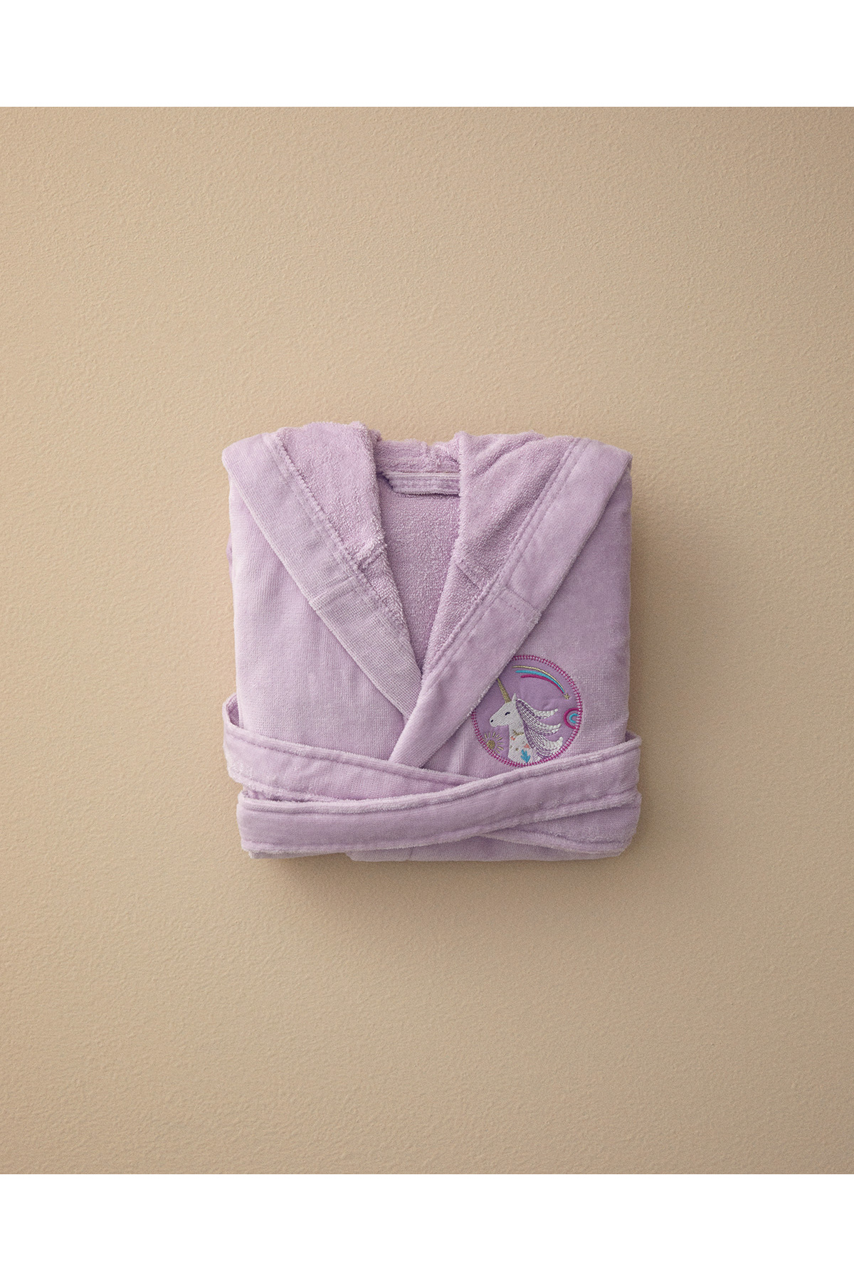 English Home Unicorn Kadife %100 Pamuklu Çocuk Bornoz Lila fotoğrafı 2 (önizleme)