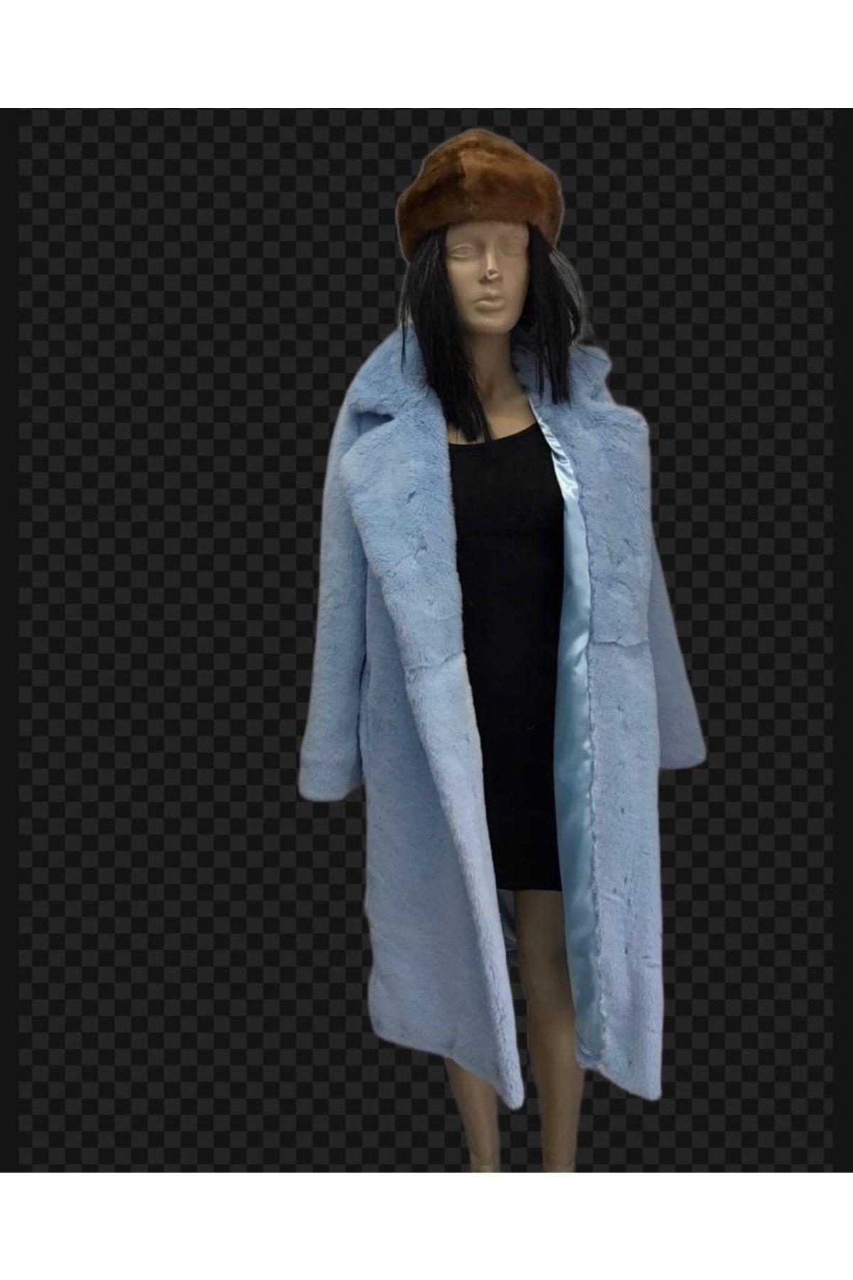 KürkZone  Mavi Peluş Rex Kürk Manto - Görsel 2
