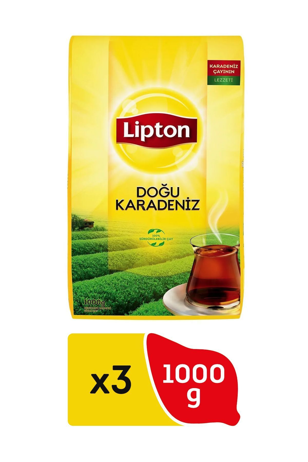 Lipton Doğu Karadeniz Bergamot Aromalı Dökme Çay 1000 gr X 3 Adet