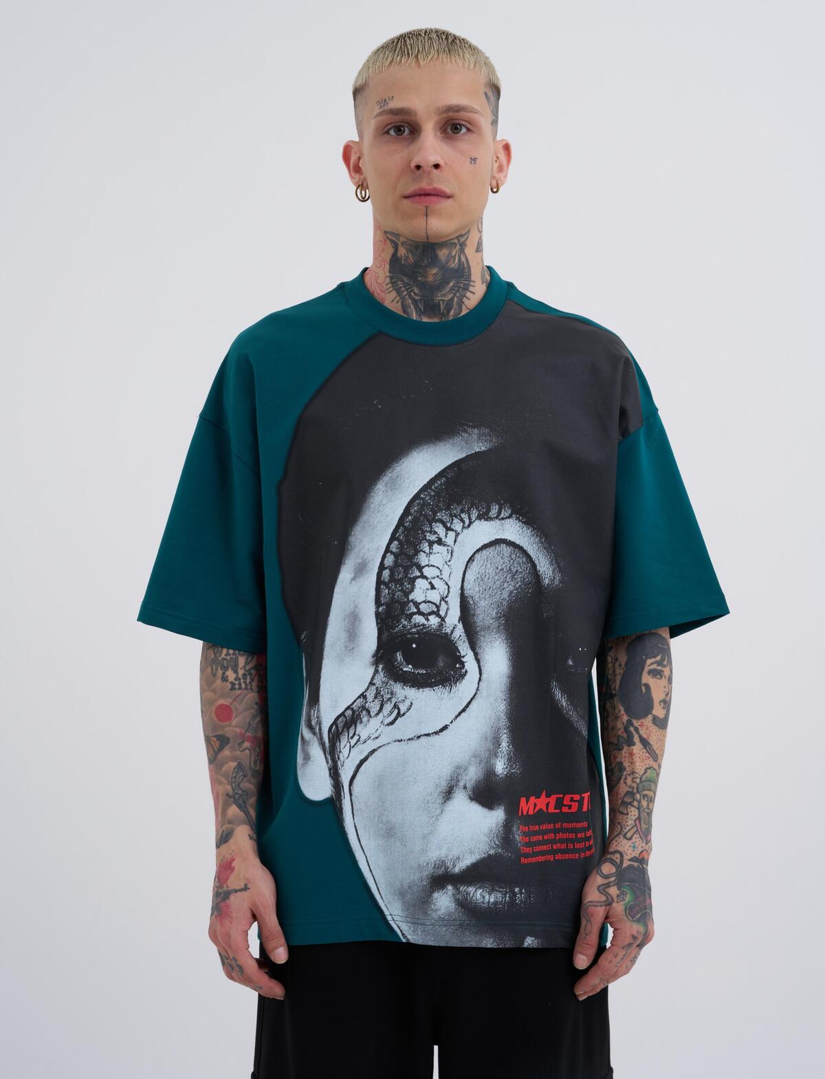 تیشرت مردانه Macstar Snake Face Oversize Ecru