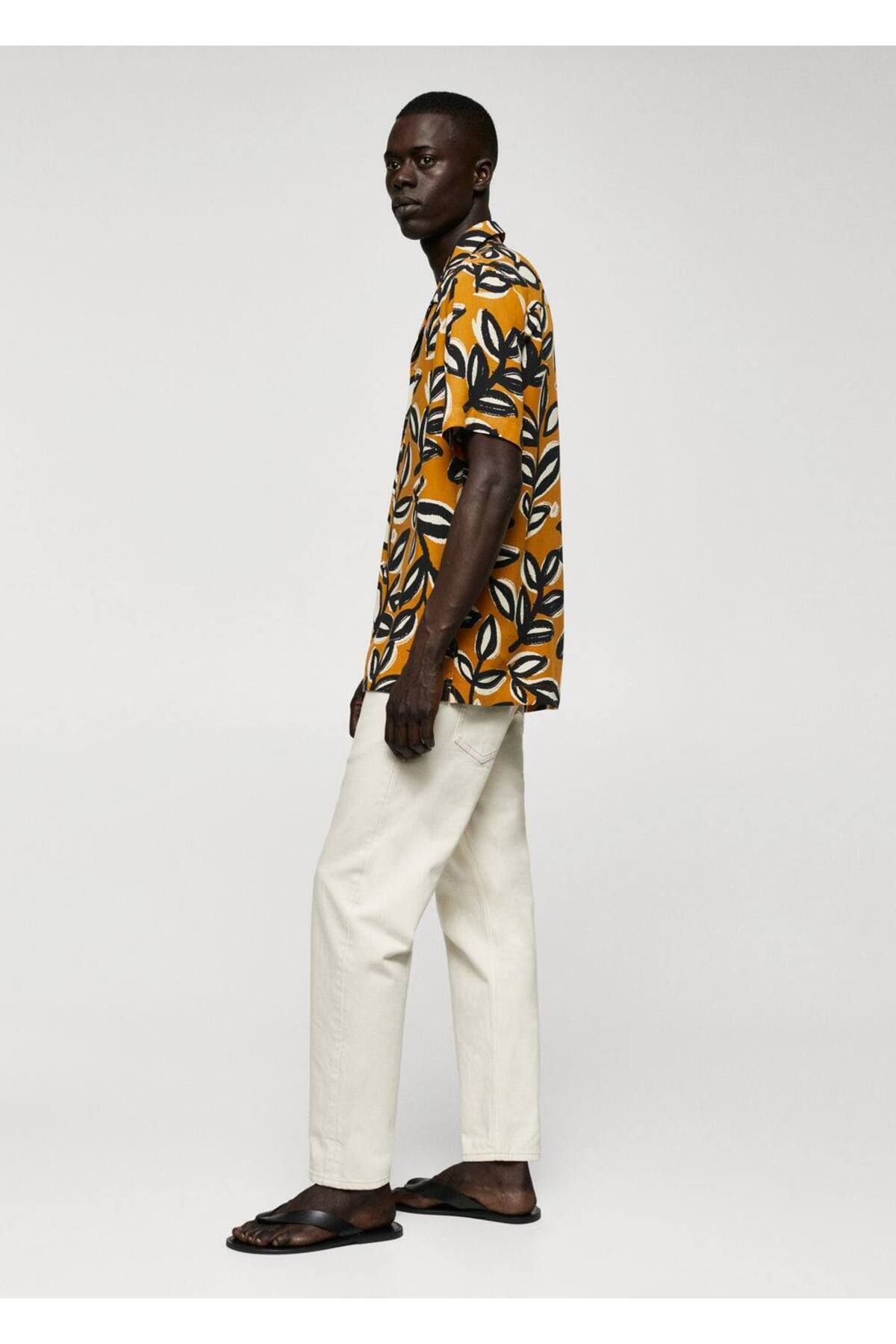 MANGO Man-Flowing shirt with leaf pattern 6