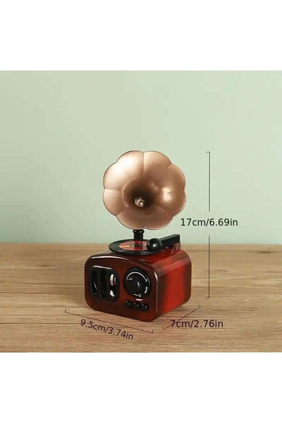 TAŞARAVM-Old Radio-Looking Gramophone Music Box - Wind-Up and Rotating Record Vip Decorative 8