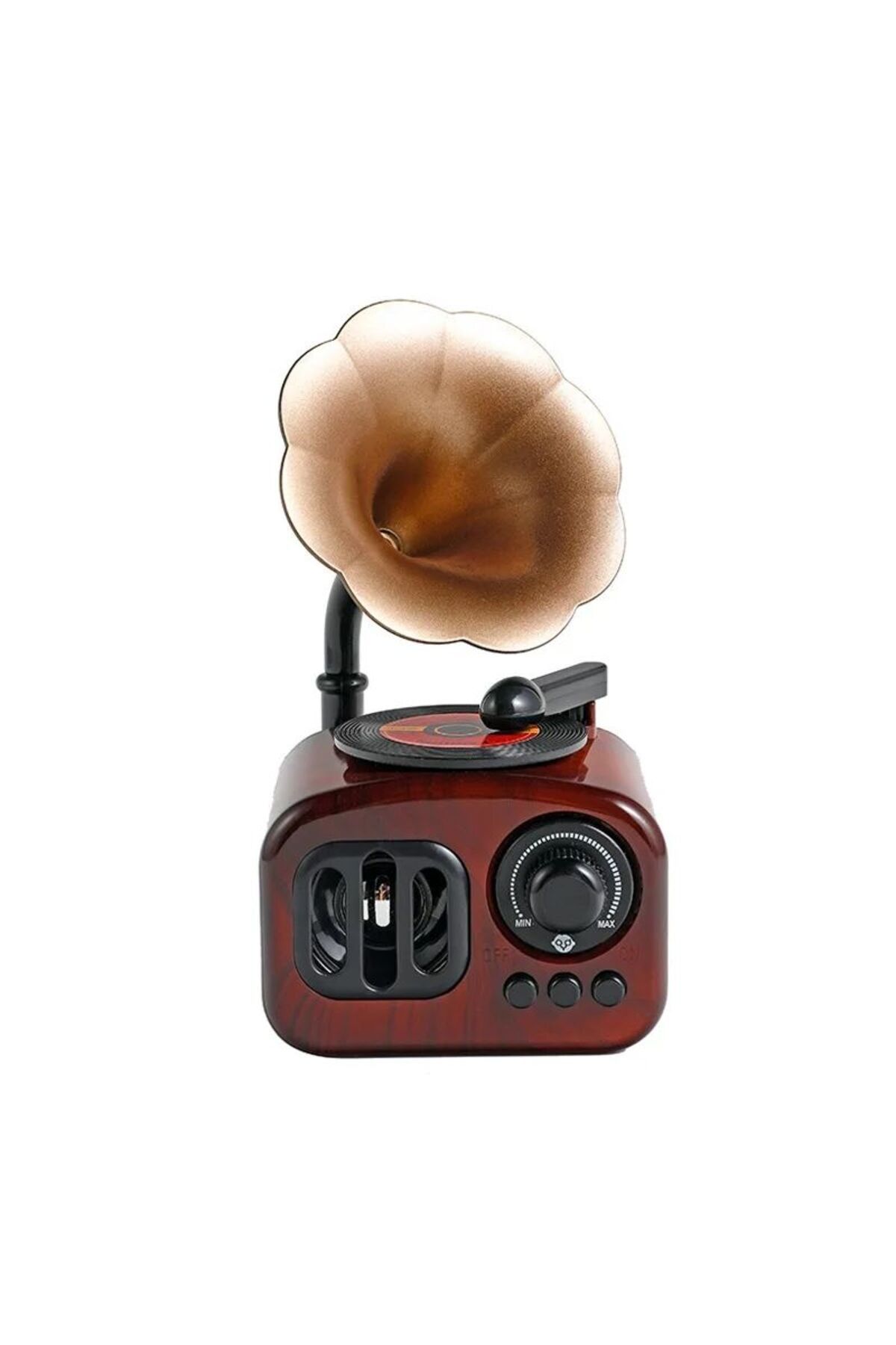 TAŞARAVM-Old Radio-Looking Gramophone Music Box - Wind-Up and Rotating Record Vip Decorative 7