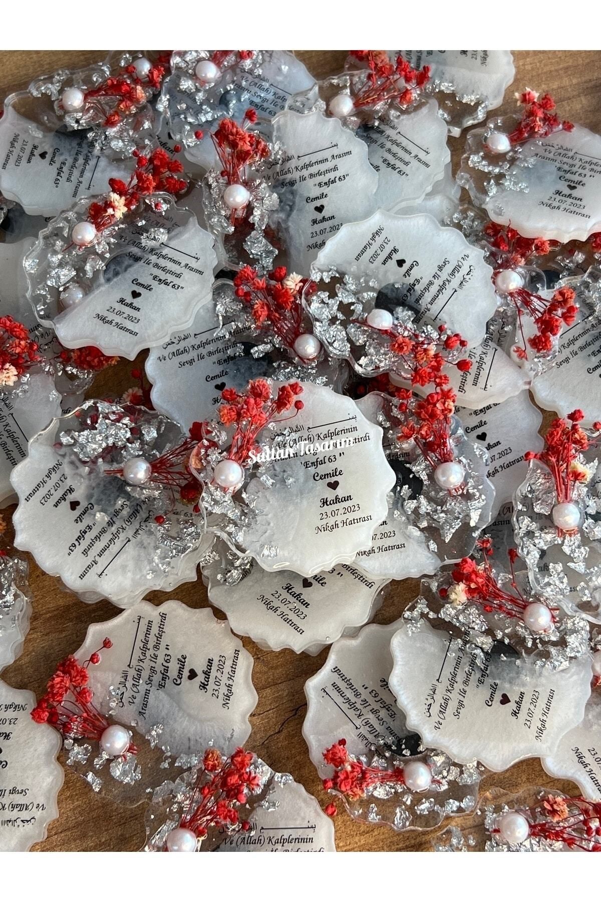 Sultan Tasarım 6 Cm - 20 Adet Çiçekli Söz Nişan Düğün Kız Erkek Bebek Yenidoğan Sünnet Hediyelik Buzdolabı Magneti fotoğrafı 6 (önizleme)