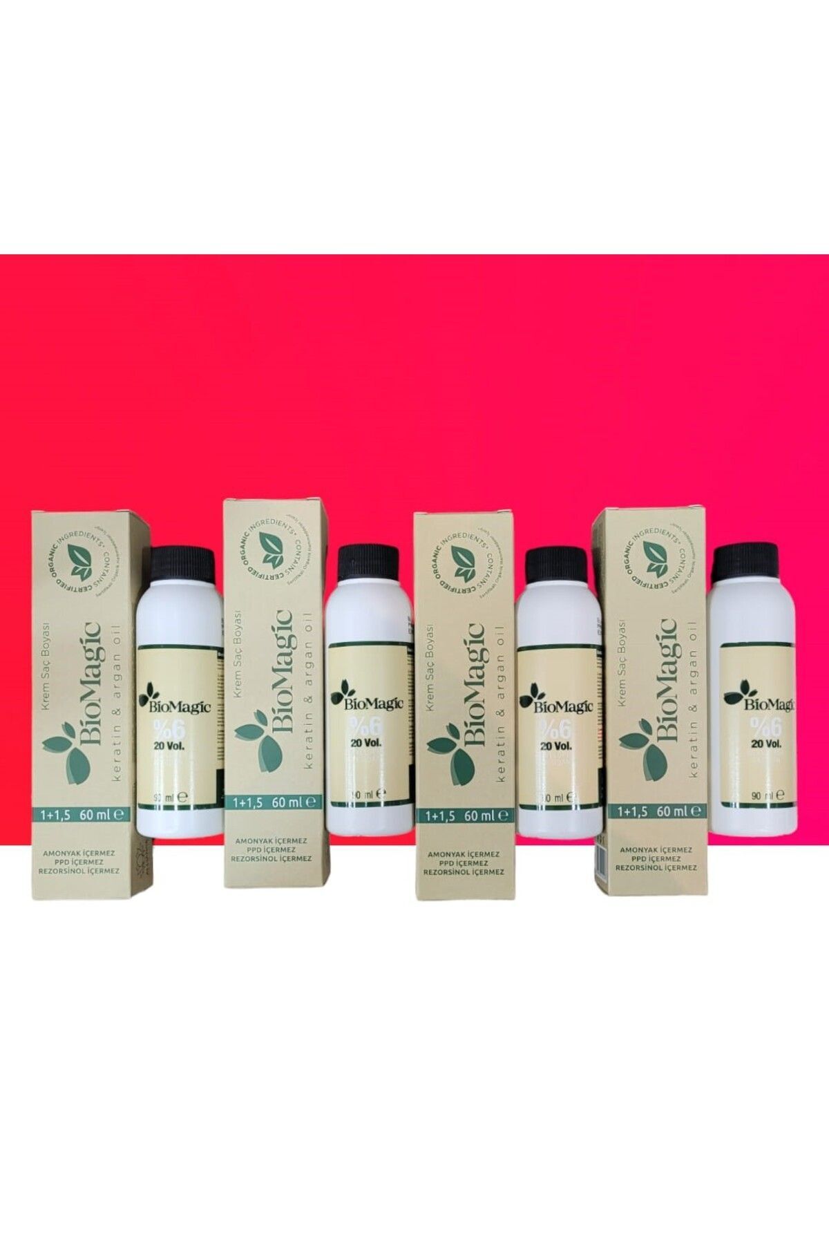 رنگ موی بدون آمونیاک 5.00 قهوه ای روشن x 4 عدد و 20 جلد. اکسیدان 4 ADT BioMagic
