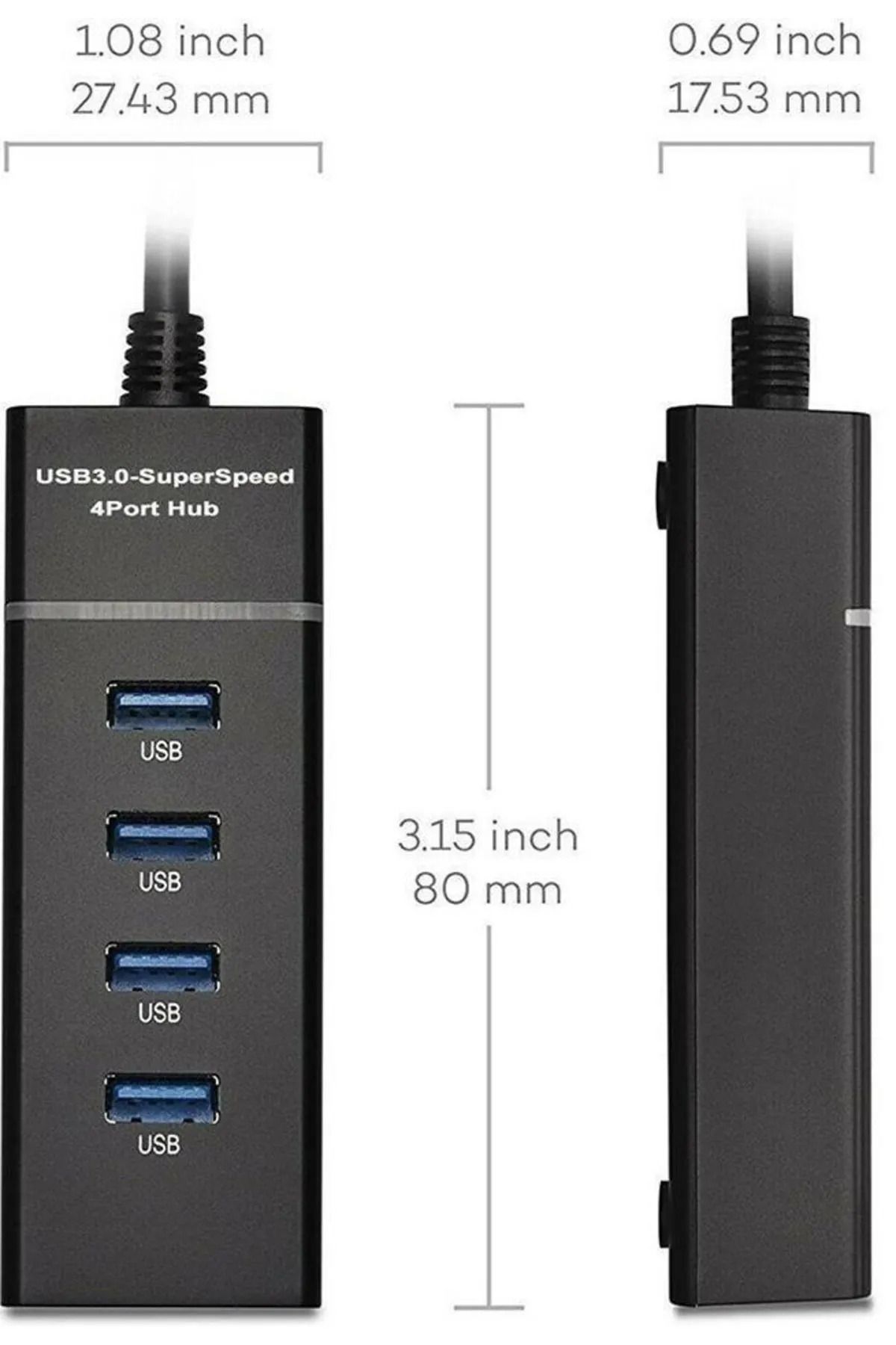 3.0 USB Çoğaltıcı 4 Port Yüksek Hızlı USB HUB Çoklayıcı Tüm Cihazlarla Uyumlu - 4