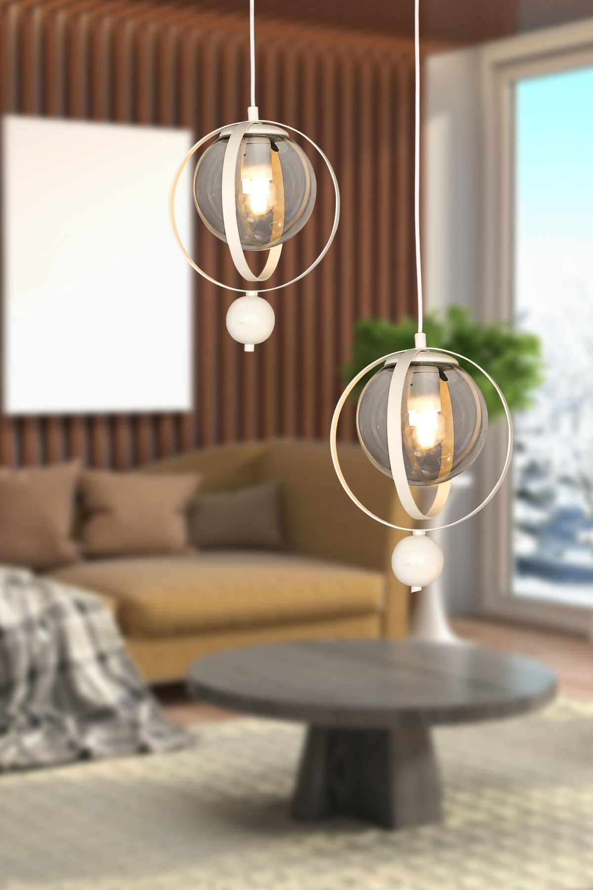 Jupiter 2-Piece Chandelier White Smoked Glass