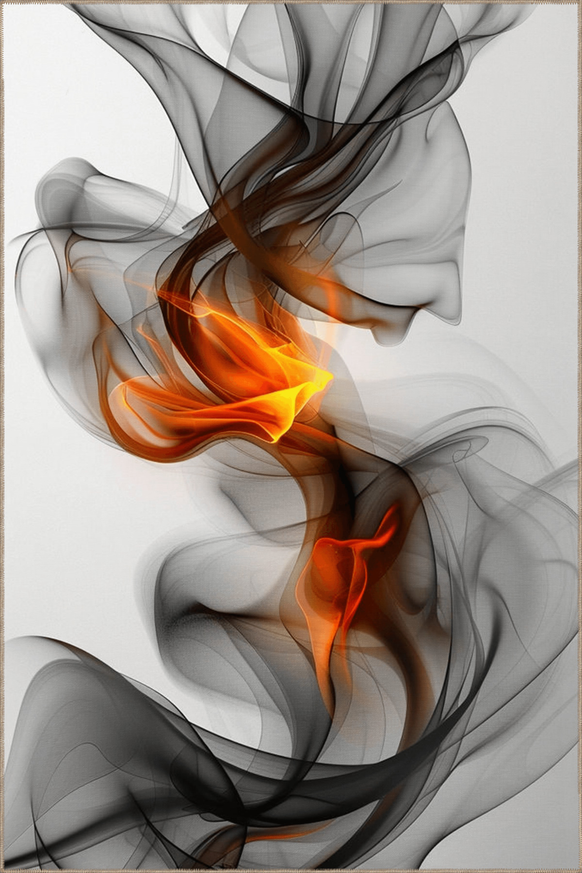 Creative Modern Decorative Carpet with Gray Theme Abstract Smoke and Flame Pattern 4964