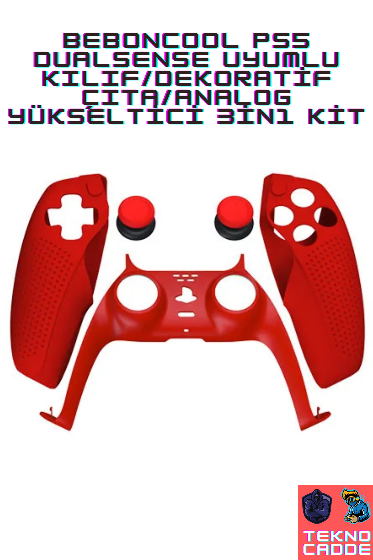 3in1 Ps5 Dualsense Dekoratif Çıta Analog Yükseltici Silikon Kılıf Joystick Koruyucu Kit