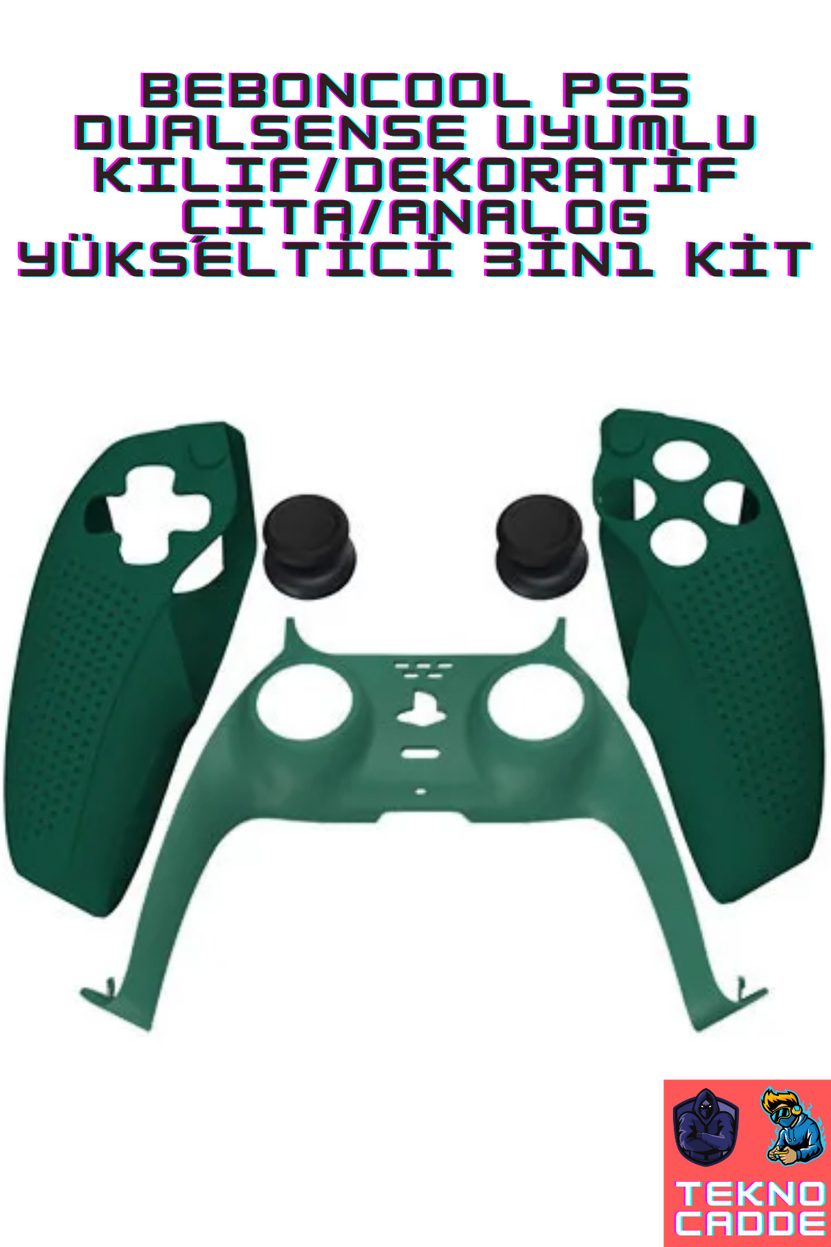3in1 Ps5 Dualsense Dekoratif Çıta Analog Yükseltici Silikon Kılıf Joystick Koruyucu Kit