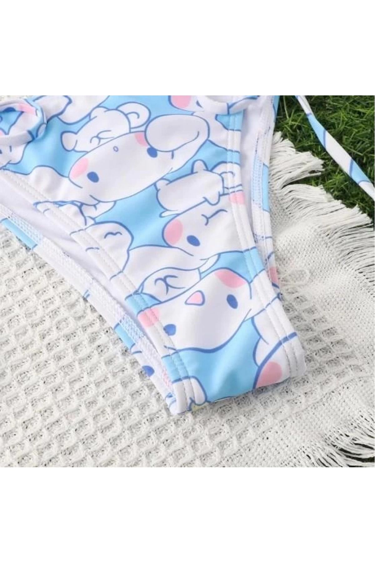 2 Adetv Bikini Mavi Beyaz Cinnamoroll Desenli Bikini Takımı-very Kınd