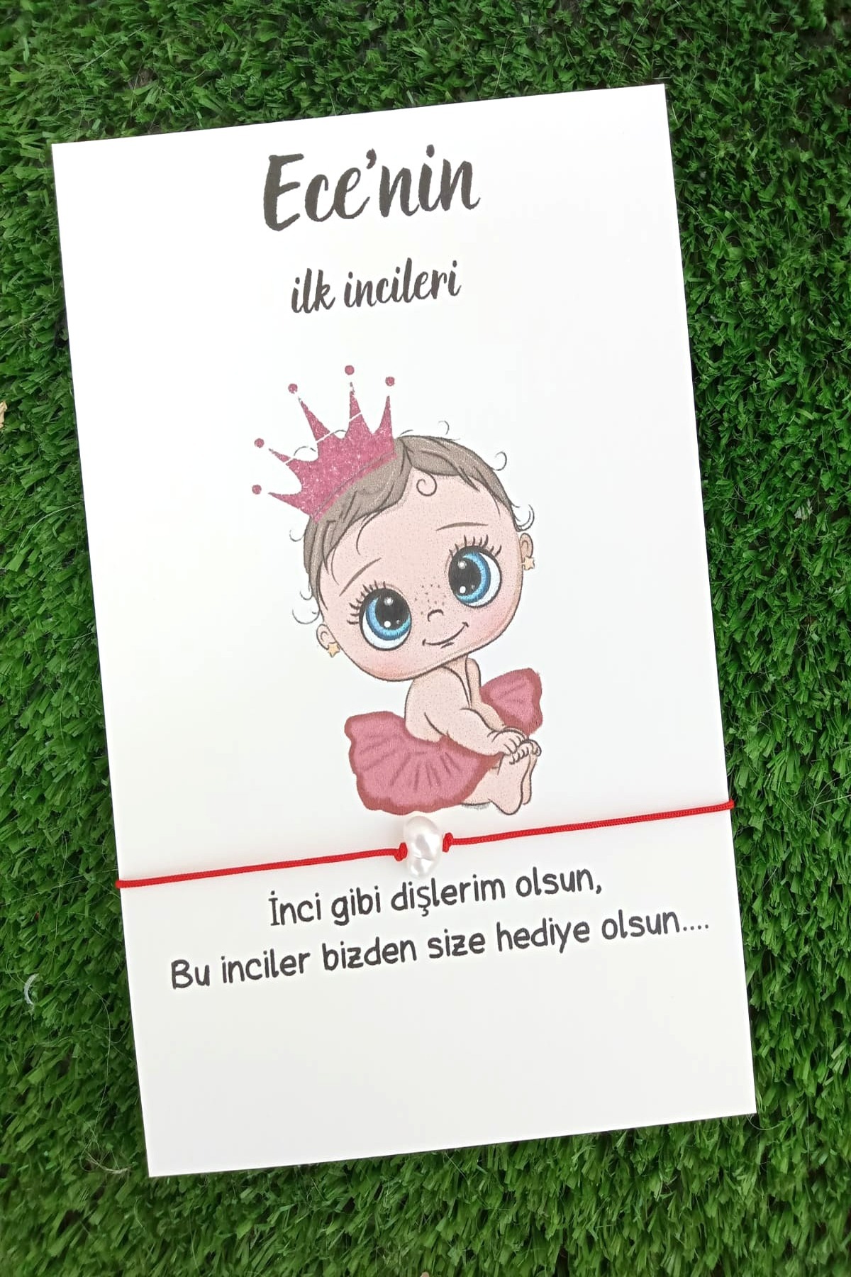 Emtory Home 30 Adet Kişiye Özel Yazılı Şans Bilekliği - Diş Buğdayı Partisi - Doğum Günü Hediyesi - Bebek Hediye