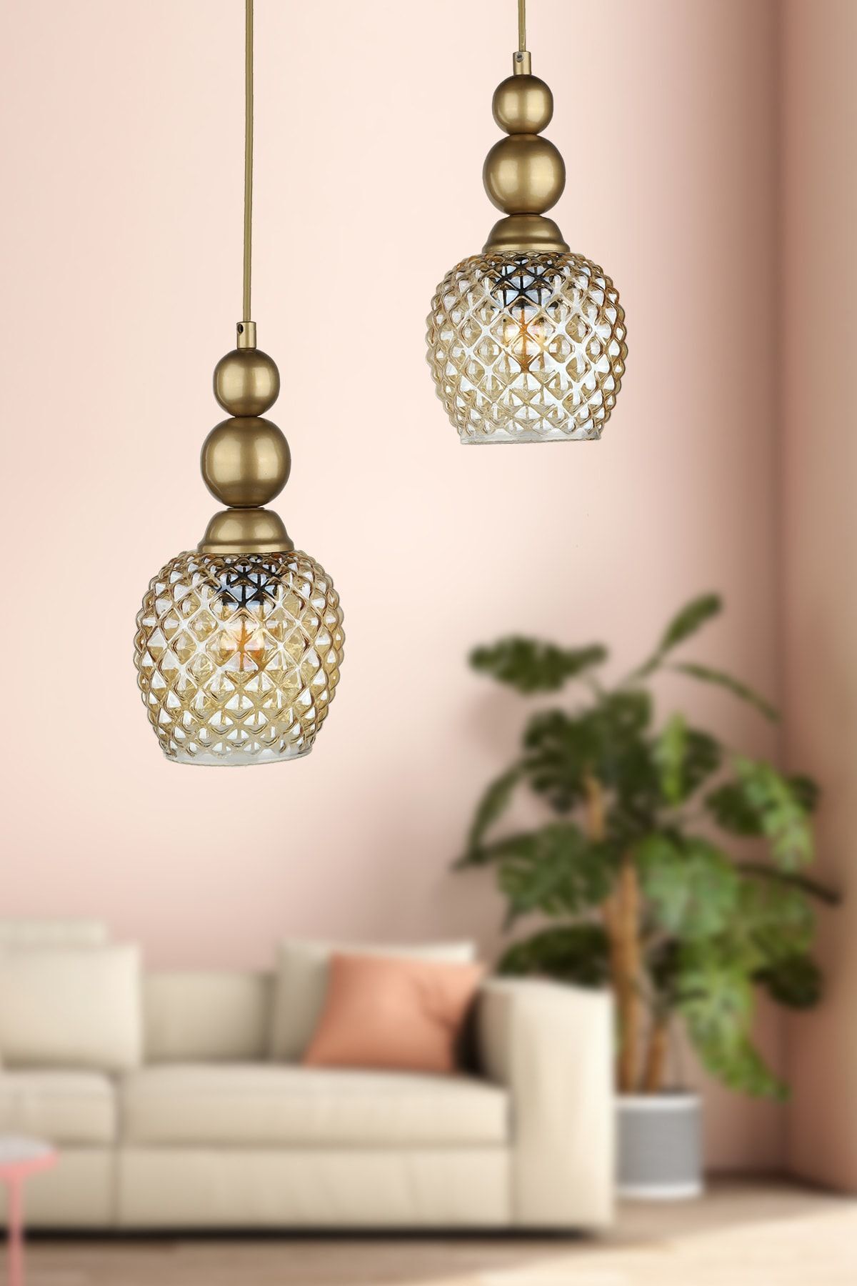 Velas 2-Piece Chandelier Aged Honey Glass
