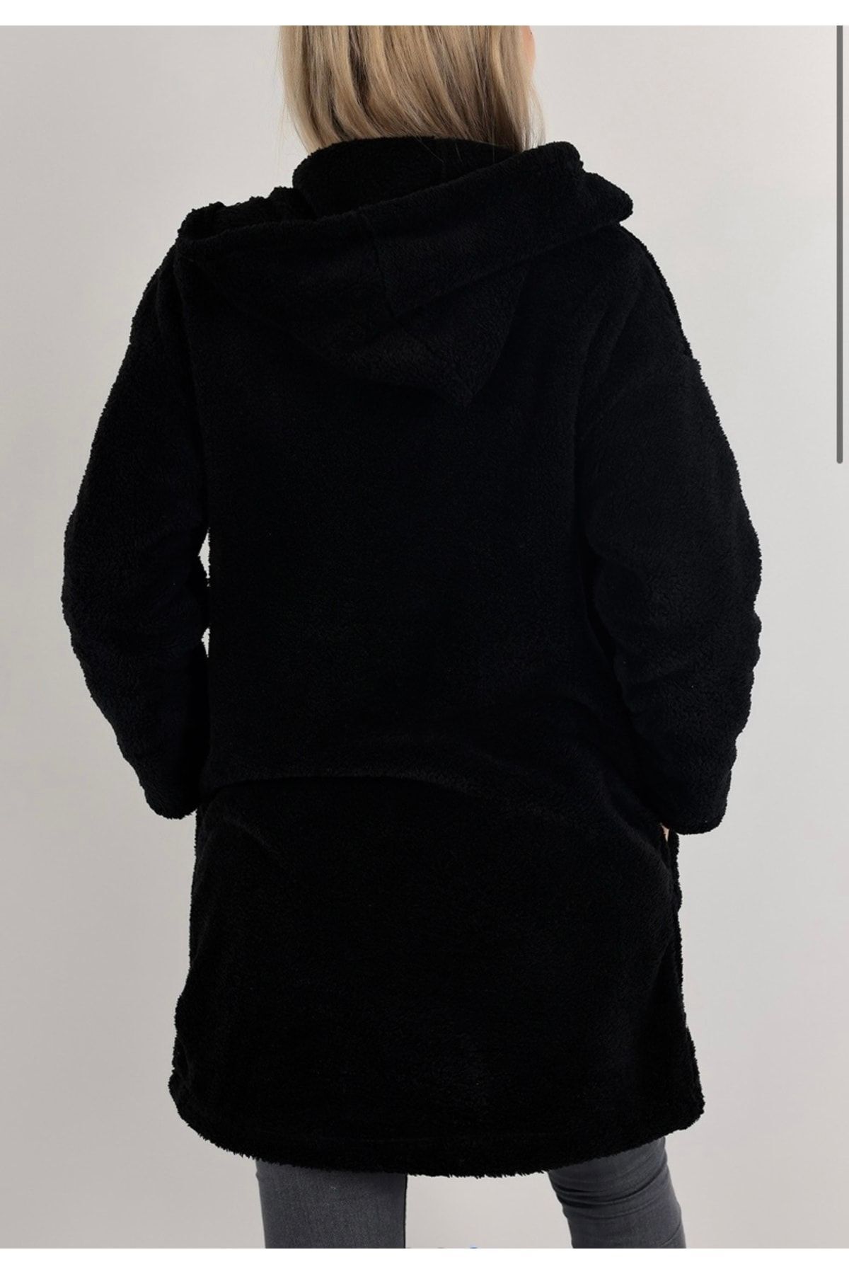 kokoshe Černý měkký kabát s kapucí