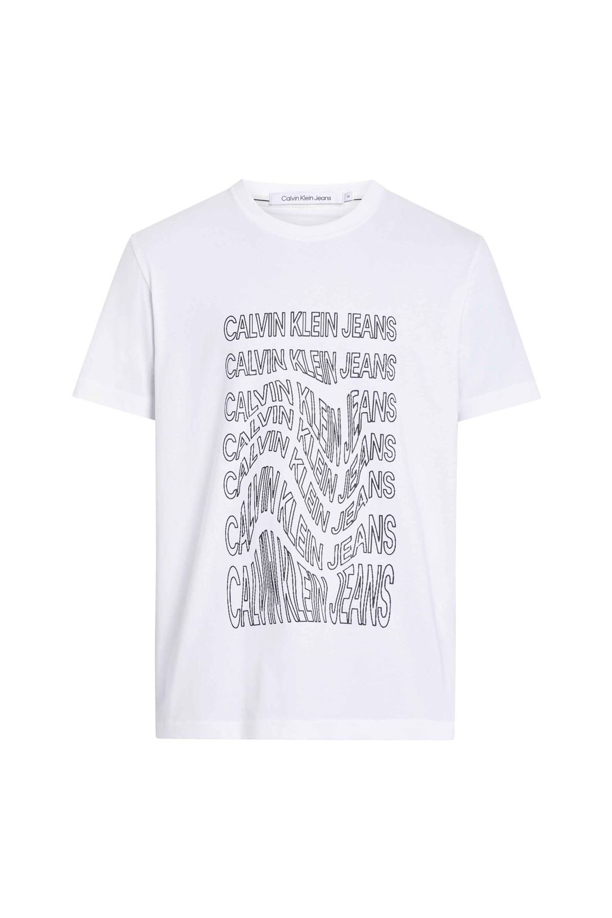 تی شرت سفید مردانه پوست طرح دار J30J325351AF Calvin Klein