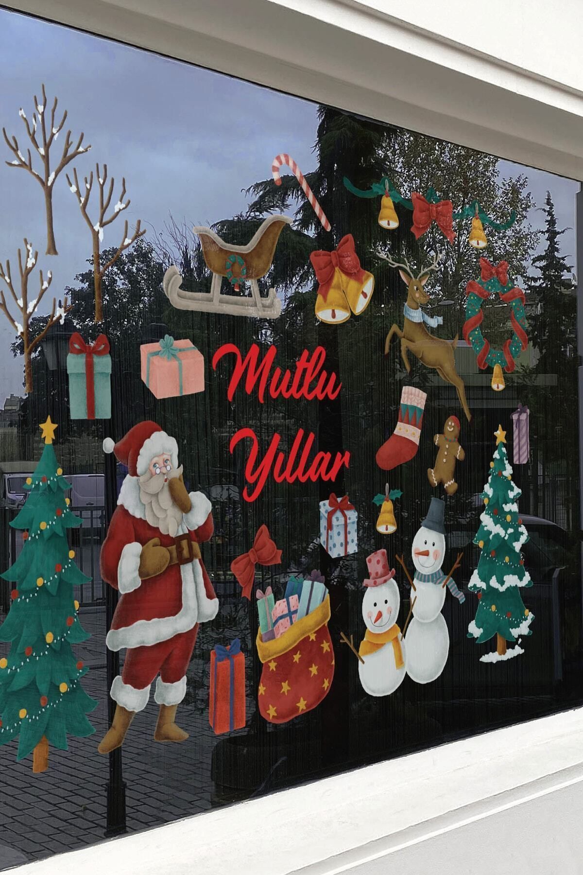 Dijitalya 26 Parça Yeni Yıl, Yılbaşı Ağaçlı Sticker, Noel Baba Yılbaşı Sticker Çıkartma Seti