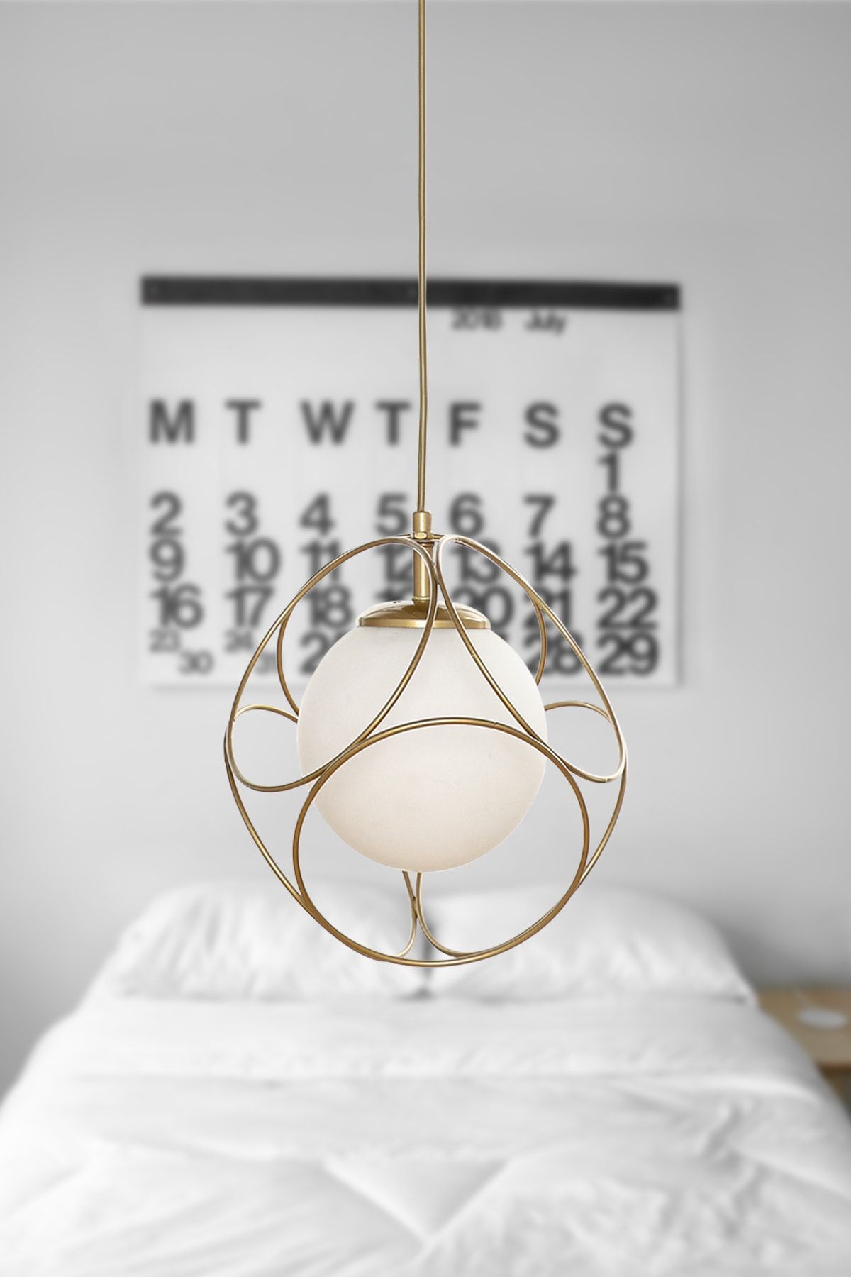 Suna Single Aged-White Glass Chandelier