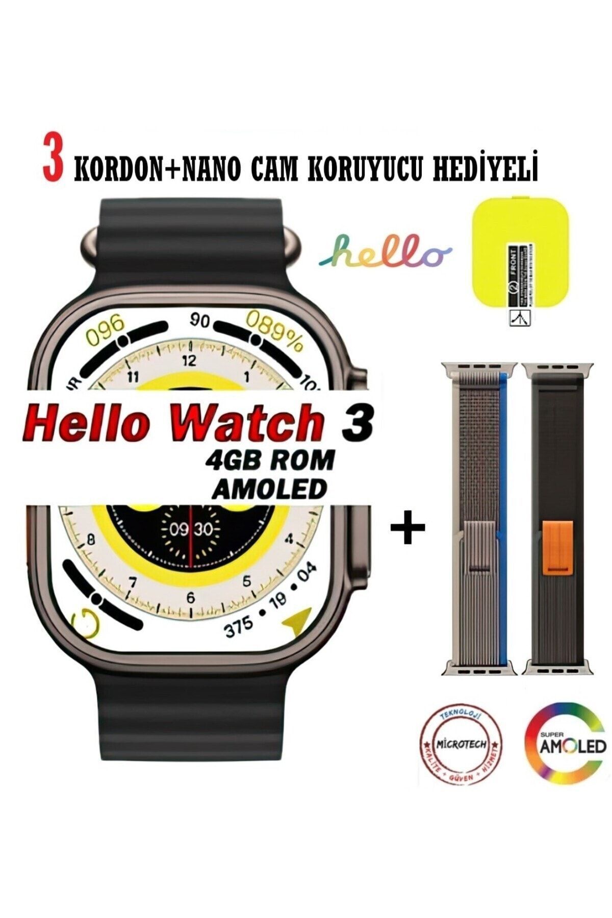 TMAX Hello Watch 3 Amoled Ekran 4gb haf za 2D gorsel i lemci Elektronik