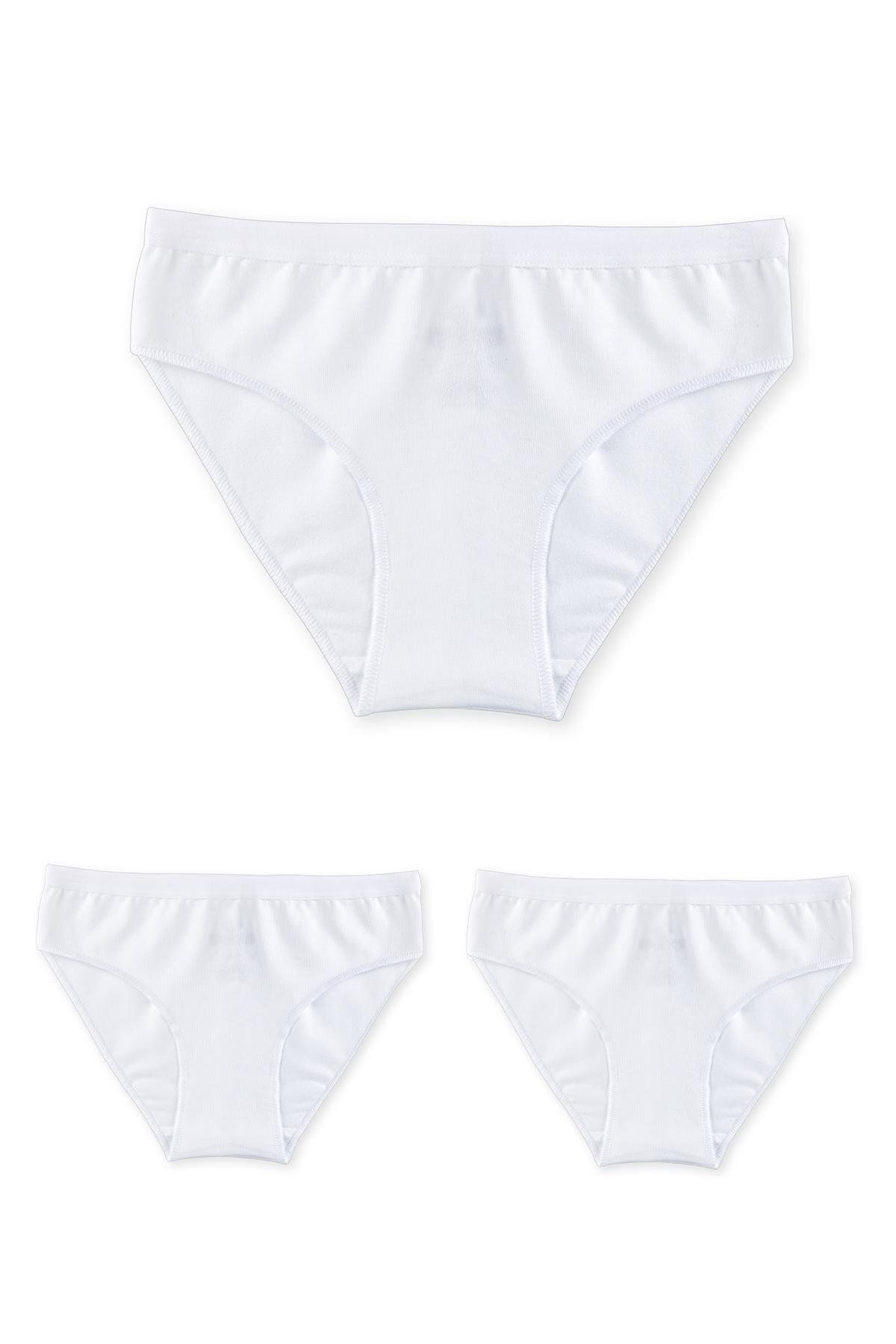BAYKAR Kız Çocuk Pamuklu Bikini Kesim Düz Basic Külot 3'lü Paket 5005 Beyaz 5005-3