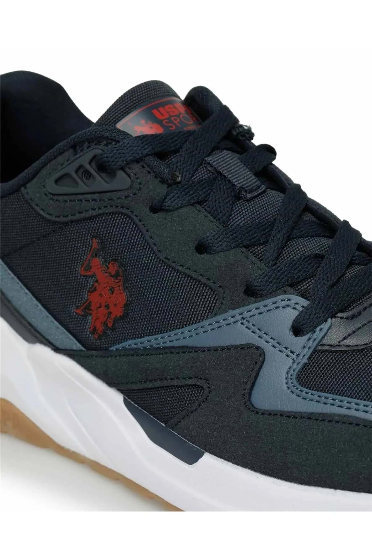 U.S. Polo Assn. یو اس پولو اسنیکر مردانه سرمه ای آبی-قرمز-آبی Husky 4Fx اورجینال - تصویر 7