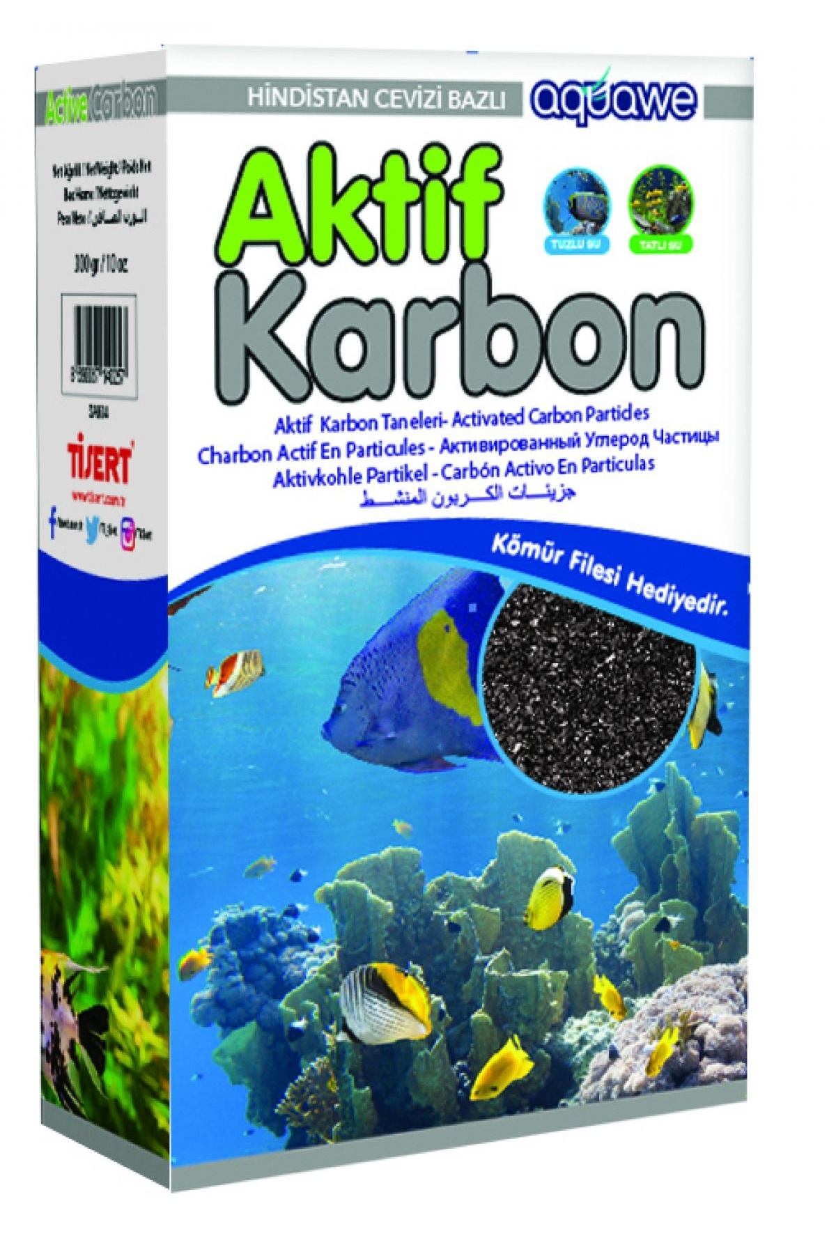Badem Akvaryum Ti-sert Aquawe Aktif Karbon 300 Gr
