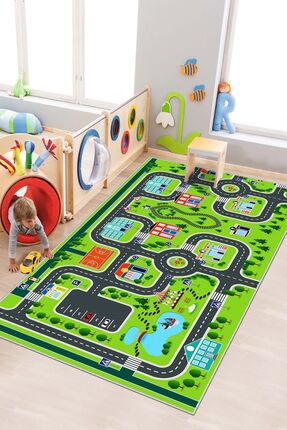 West Home Oyun halısı makinede yıkanabilir kaymaz taban leke tutmaz antibakte...