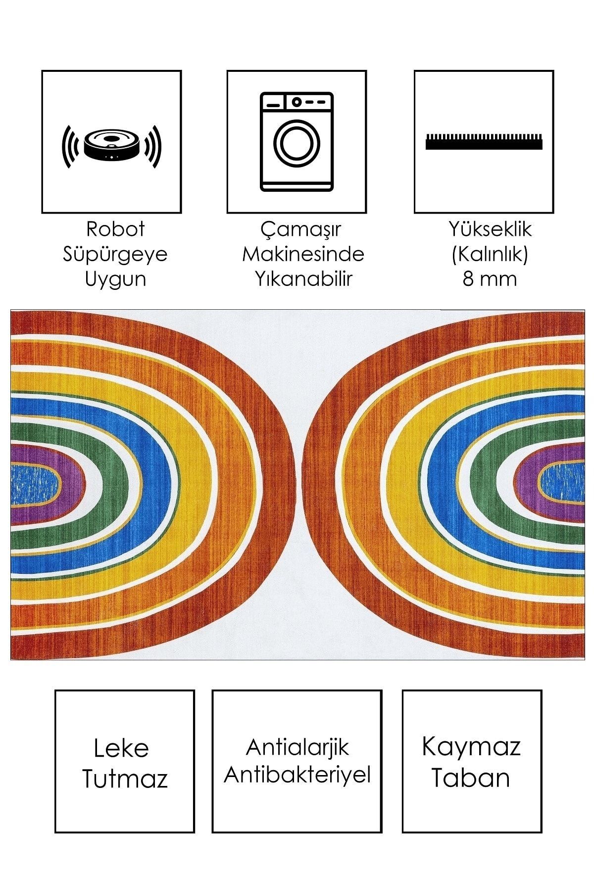 West Home Makinede Yıkanabilir Kaymaz Taban Leke Tutmaz Renkli Bebek Ve Çocuk Halısı fotoğrafı 2 (önizleme)